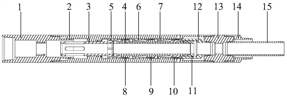 Chemical flooding multi-medium central channel type injection allocation device