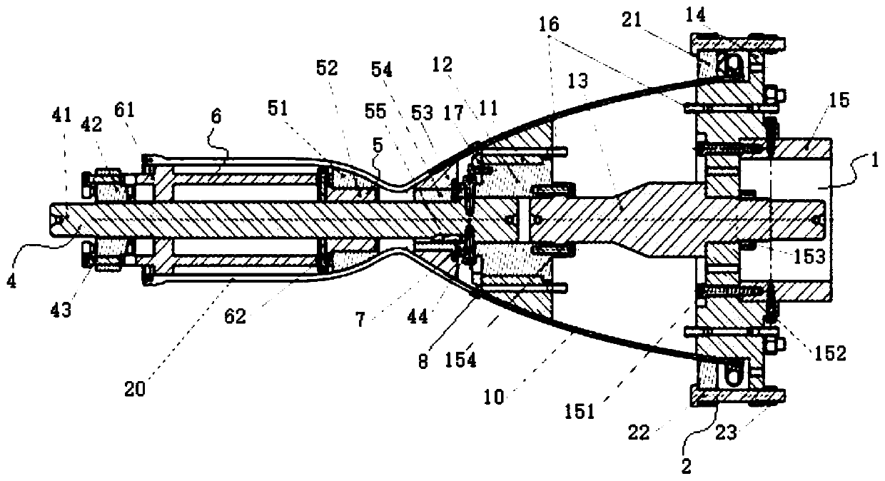 Combined tool for thrust chamber preparation process and thrust chamber preparation process