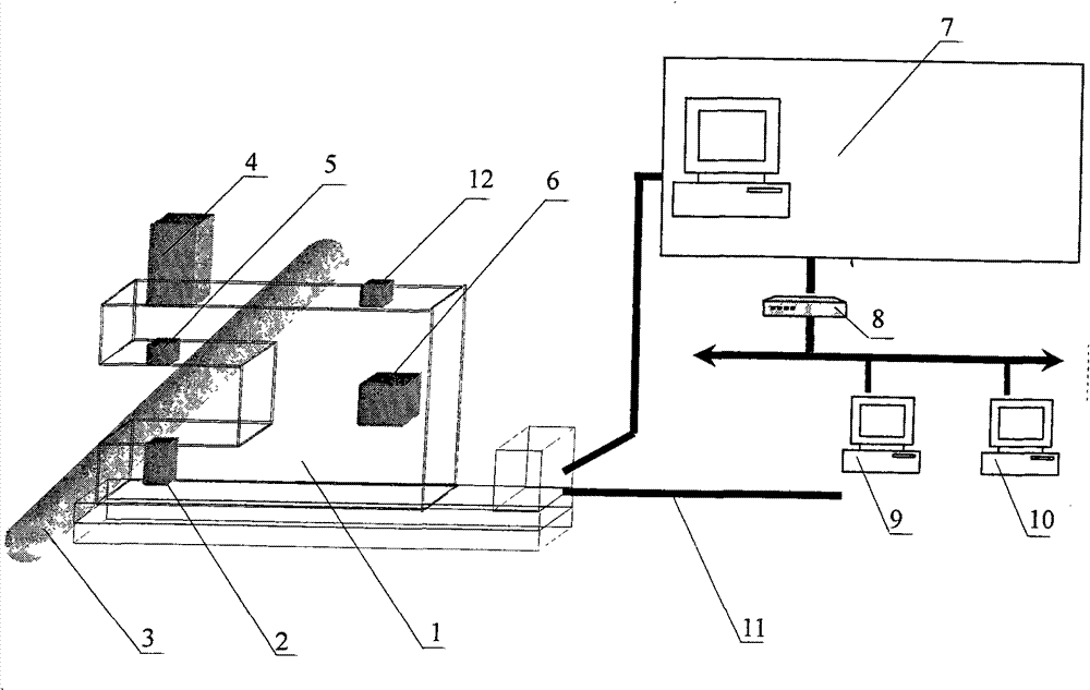 Device for online measuring wall thickness of hot-rolled metal pipe by using gamma rays