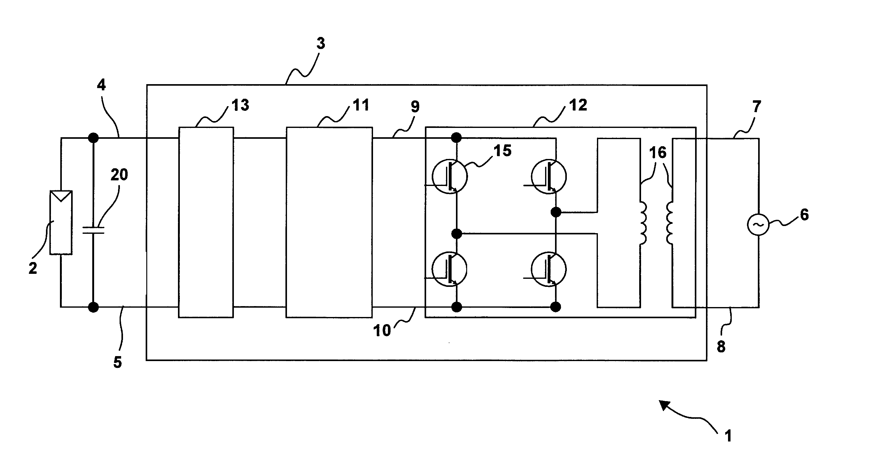 Switching device and method, in particular for photovoltaic generators