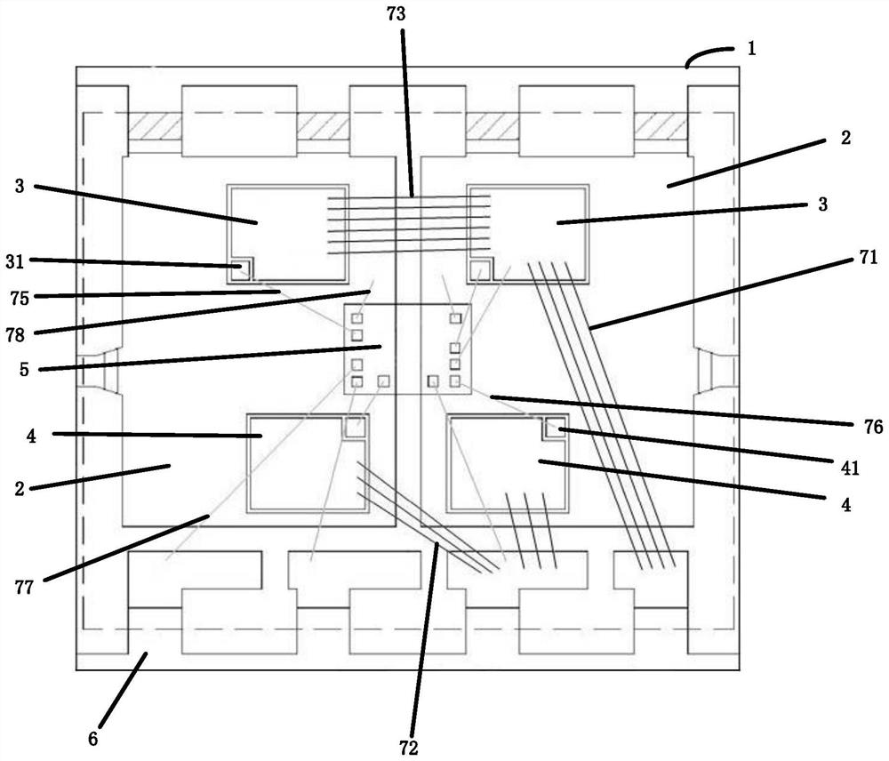 Multi-base-island chip packaging structure and packaging method