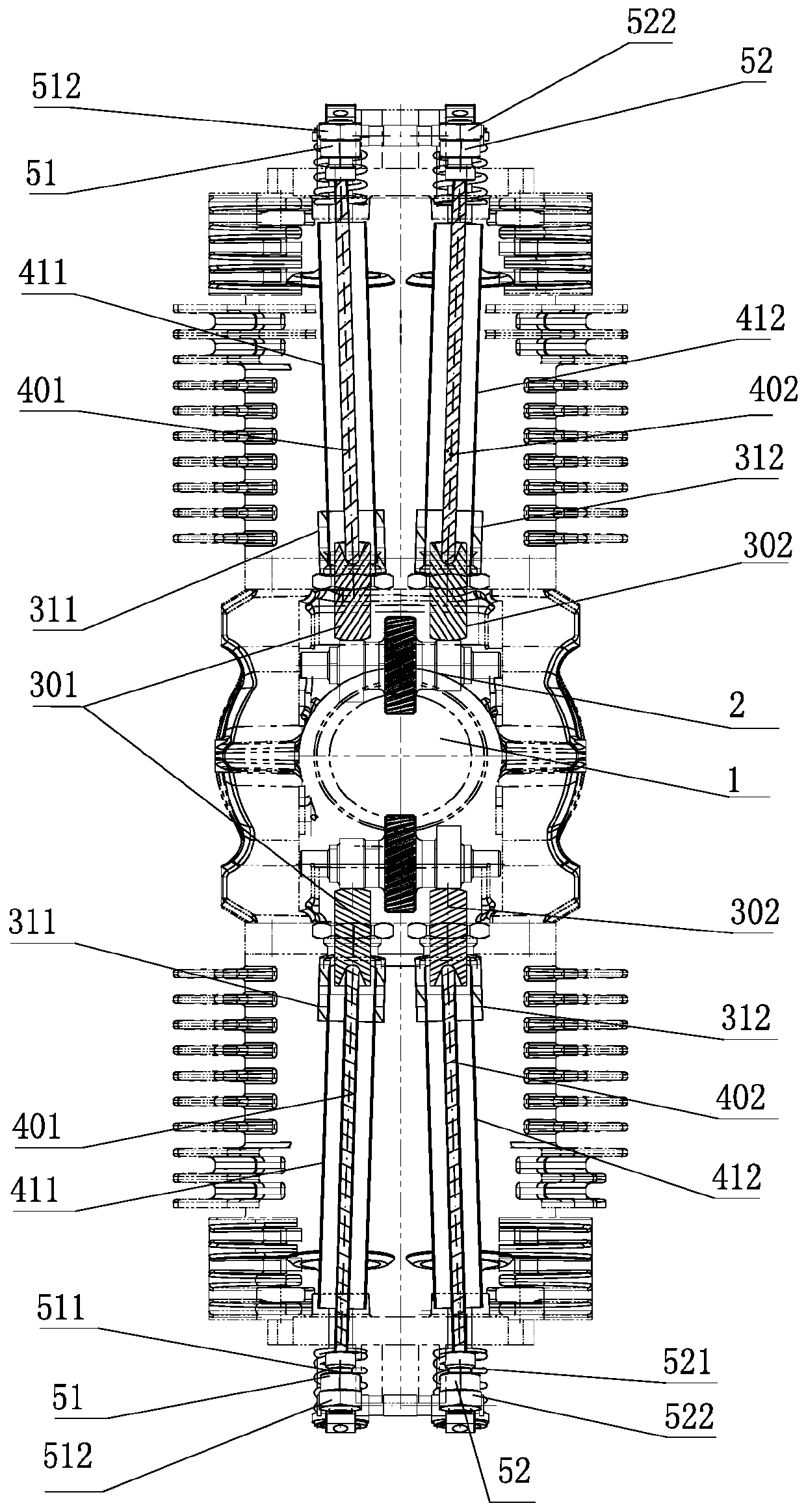 Engine valve mechanism and horizontally opposed double-cylinder engine