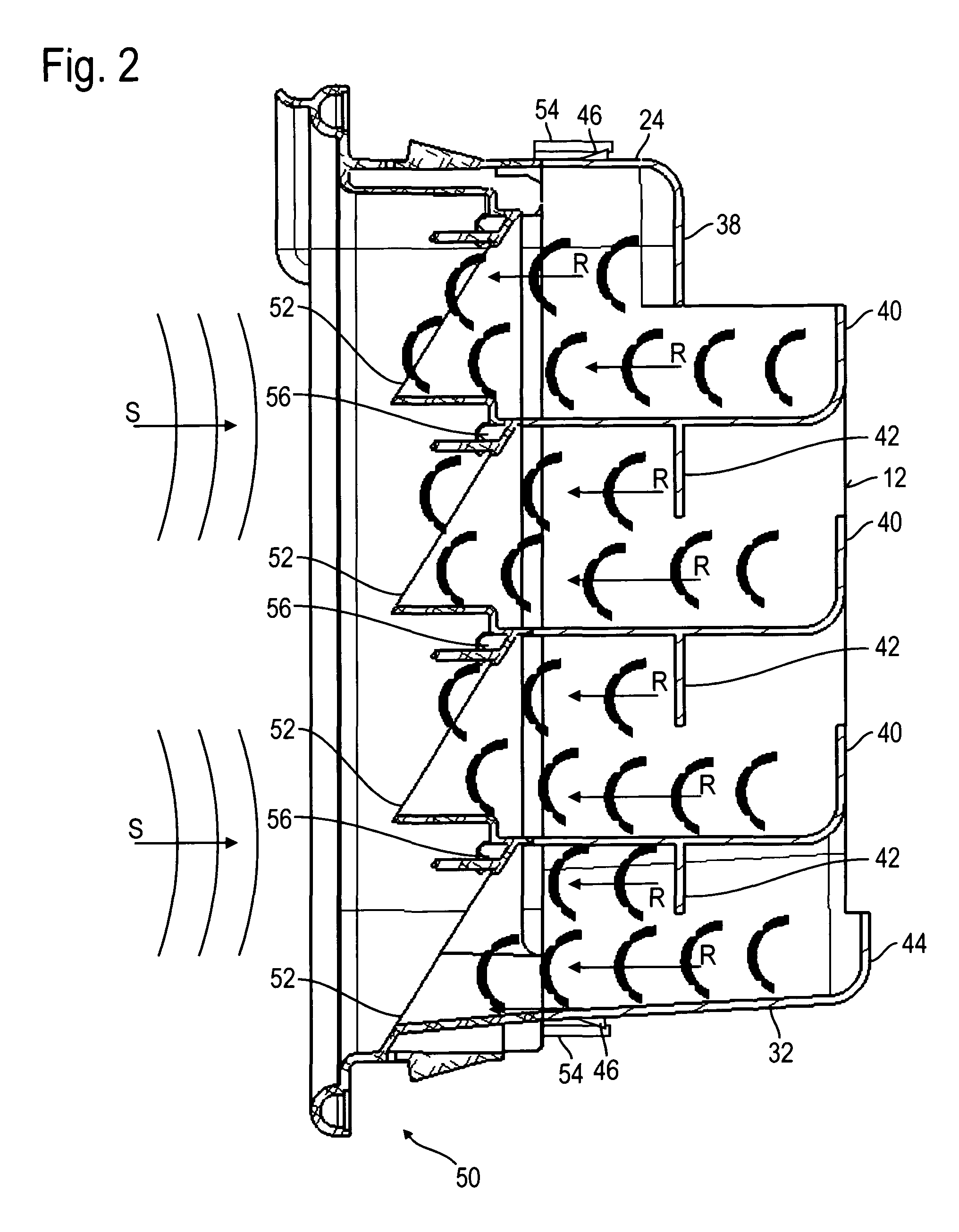 Sound deadening baffle for a ventilation valve