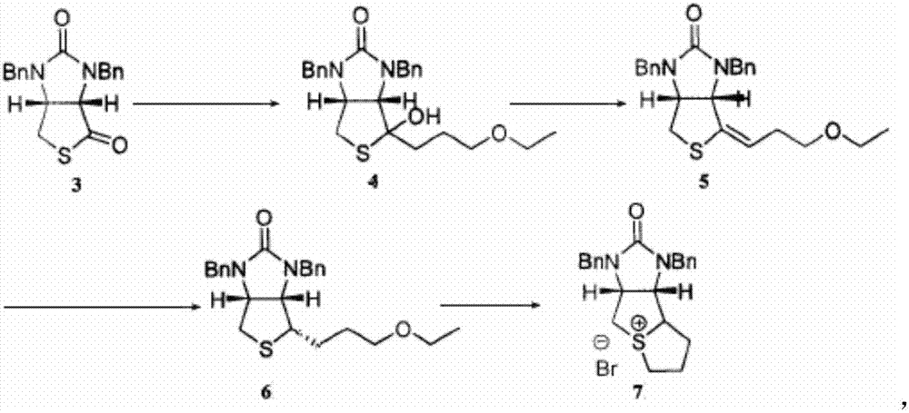 Method for preparing D-biotin bromide intermediate