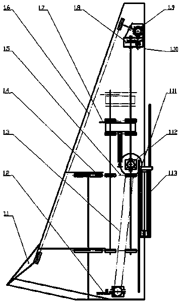 Ramie stalk middle conveying device of ramie fiber feed double combine harvester