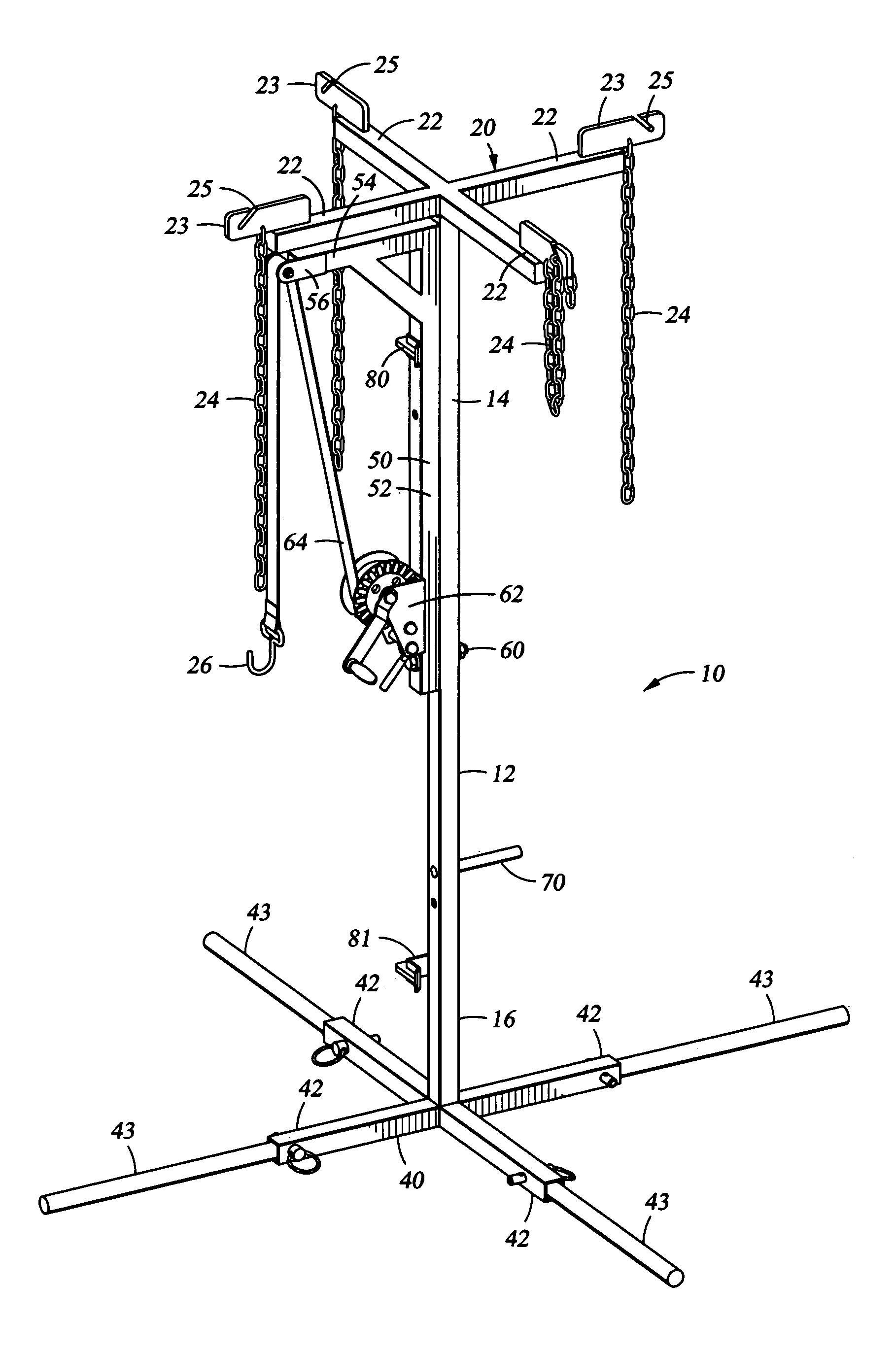 Portable game gallows for hoisting and skinning multiple game