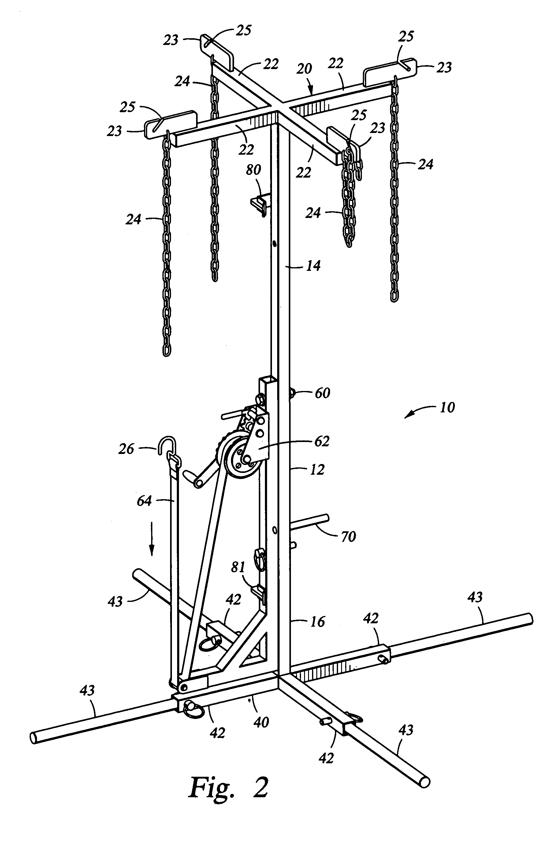 Portable game gallows for hoisting and skinning multiple game