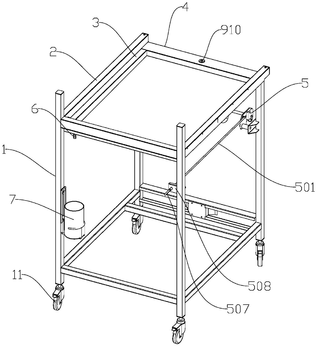 Hand-pulled cart for carrying cleaning frame of medical cleaning machine