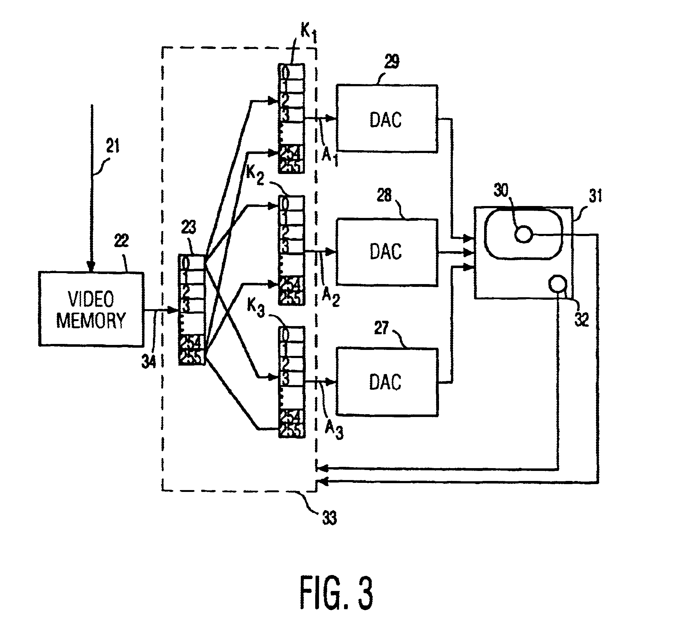 Display device with improved representation of the shades of grey