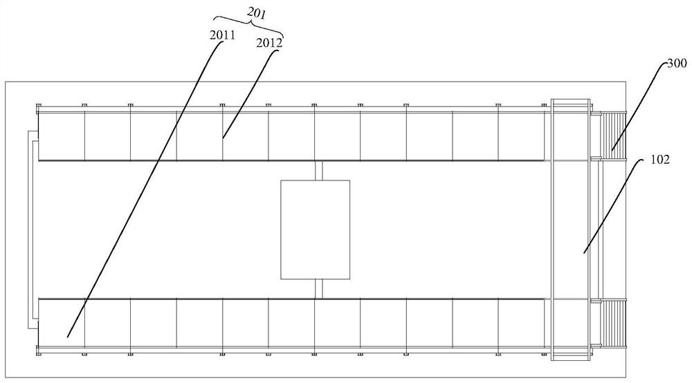 Railway vehicle raining and vehicle washing integrated platform equipment