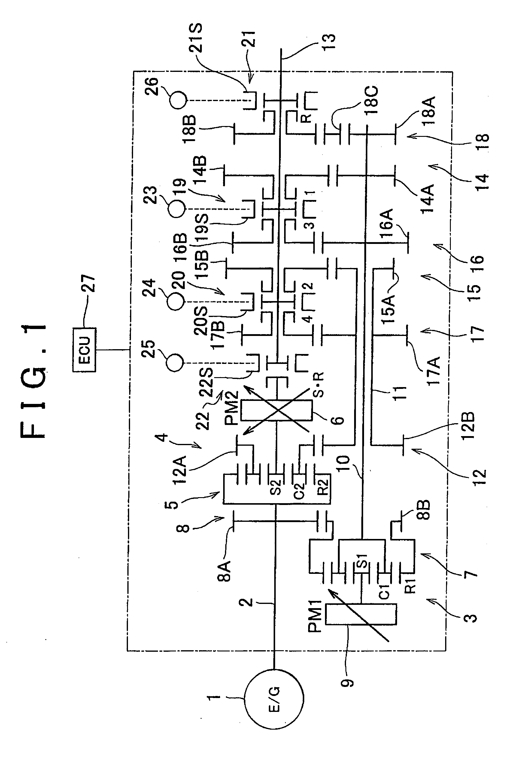 Power split dual input shaft transmission for vehicle