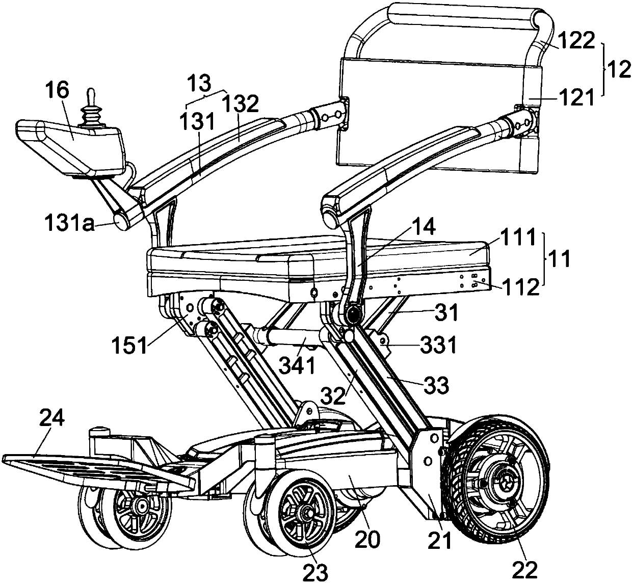 Lifting-type folded wheelchair