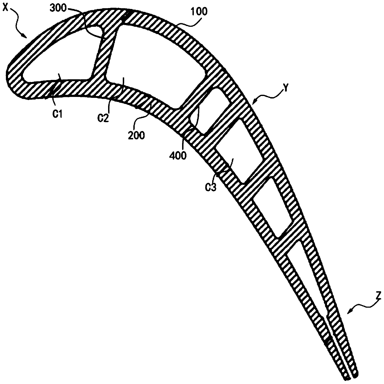 Turbine guide cooling blade