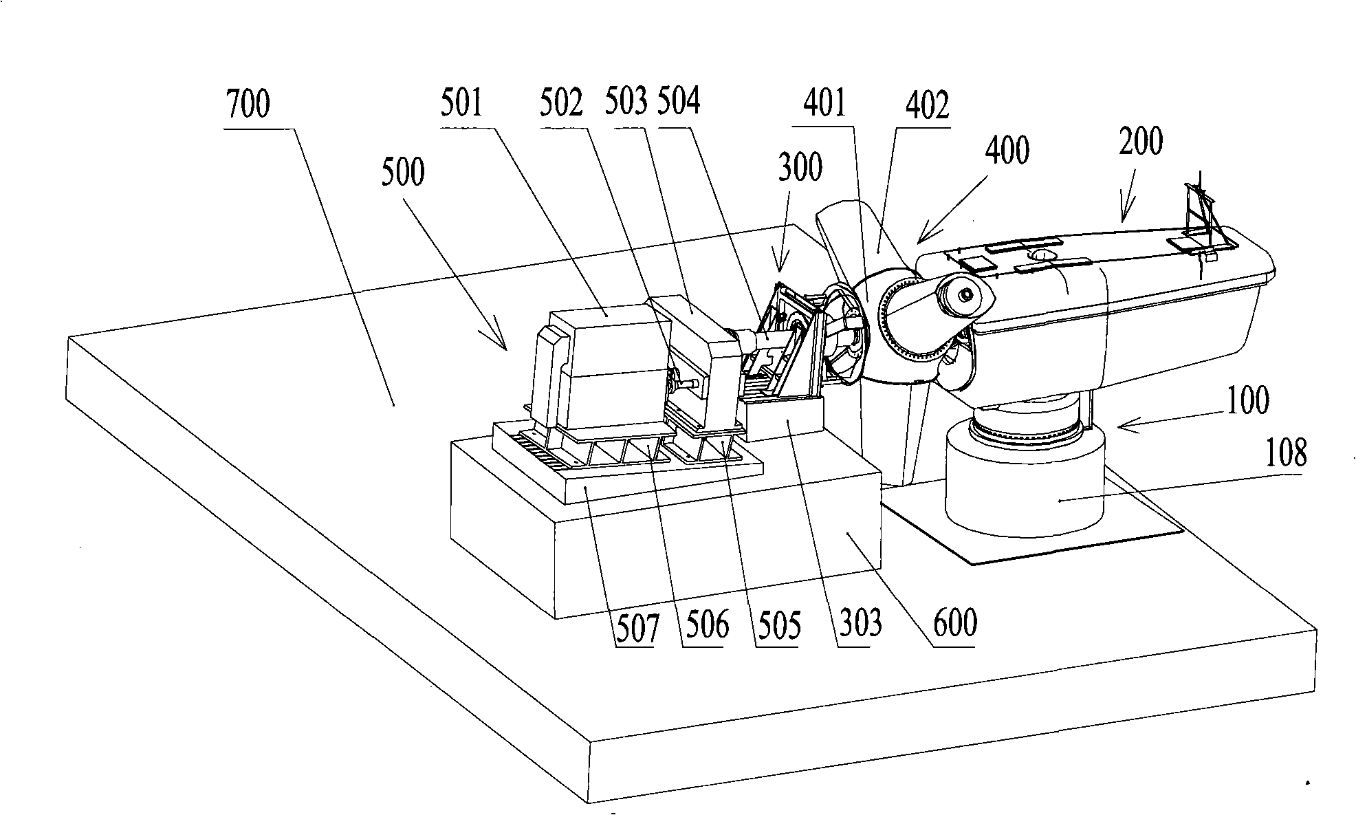 Fan yawing test mechanism and fan set testing bench