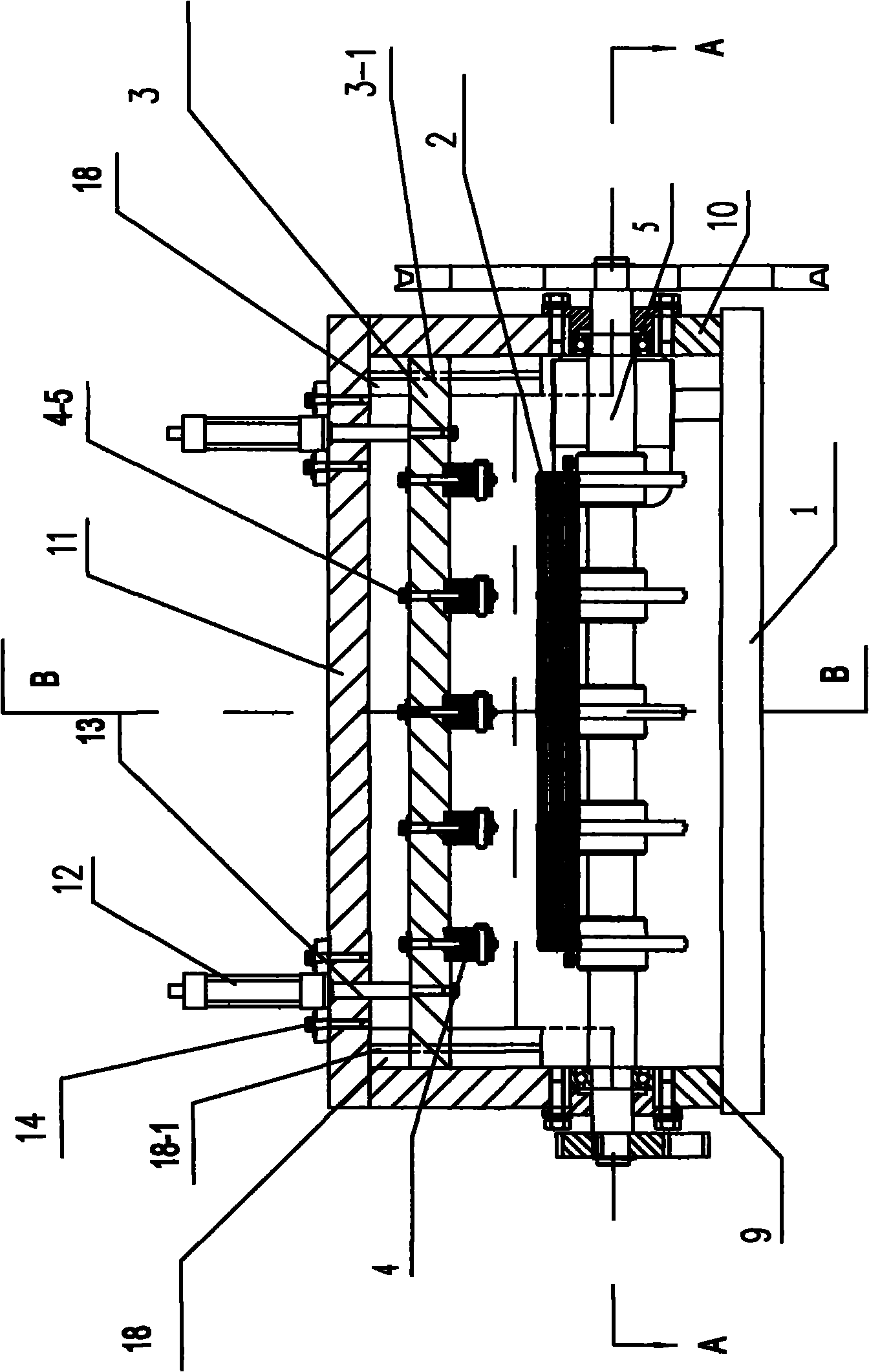 Three-directional roll riveting equipment of through-flow fan blade