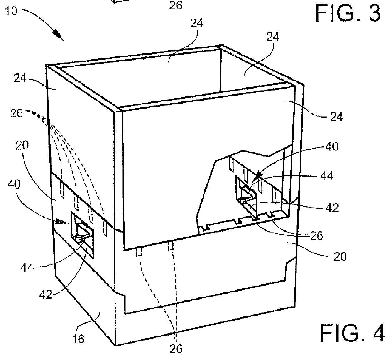 Rotating sidewall stop for supporting folding sidewalls of a height-extended bulk box