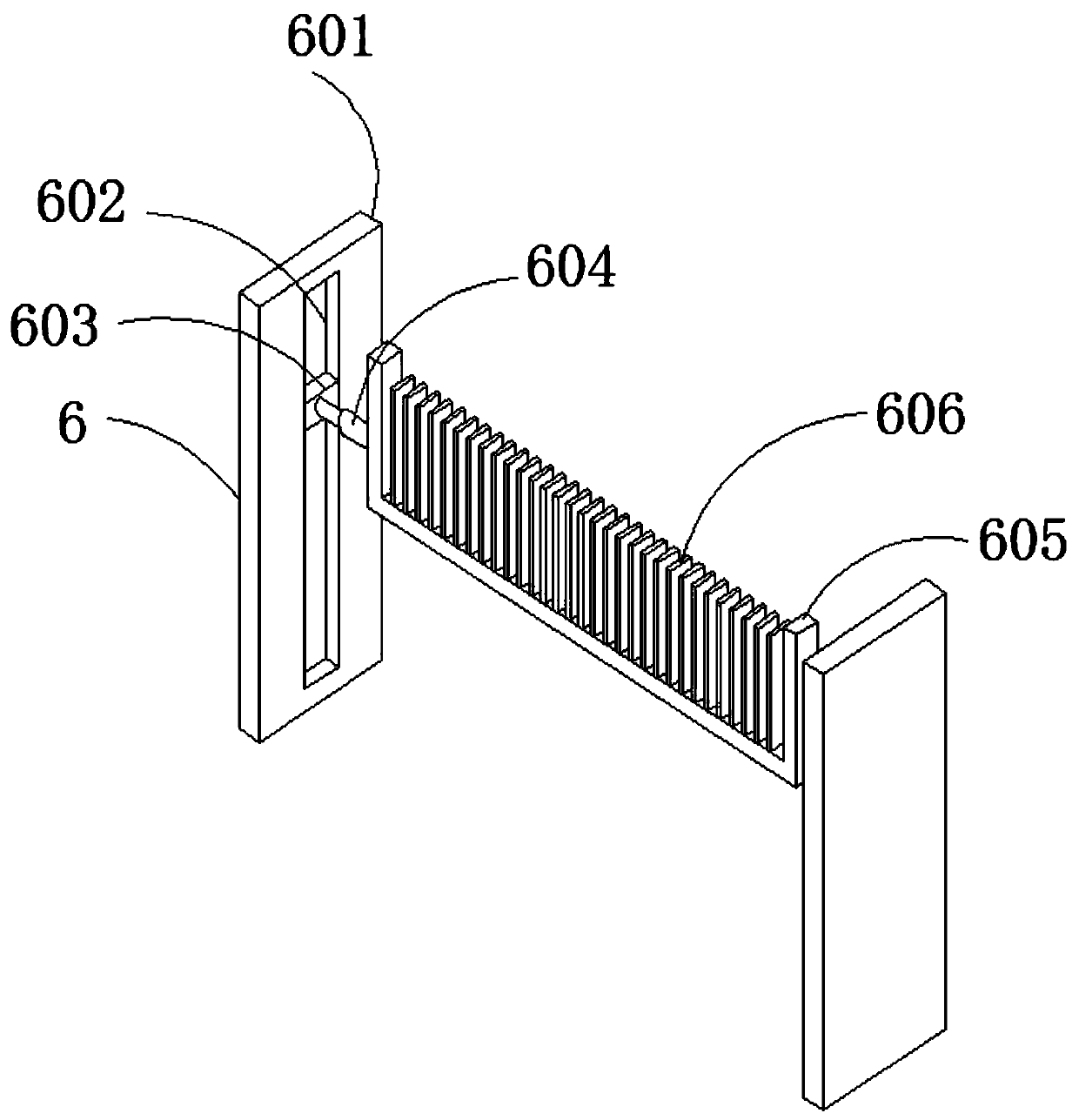 Telescopic reed device of warping machine for screen processing