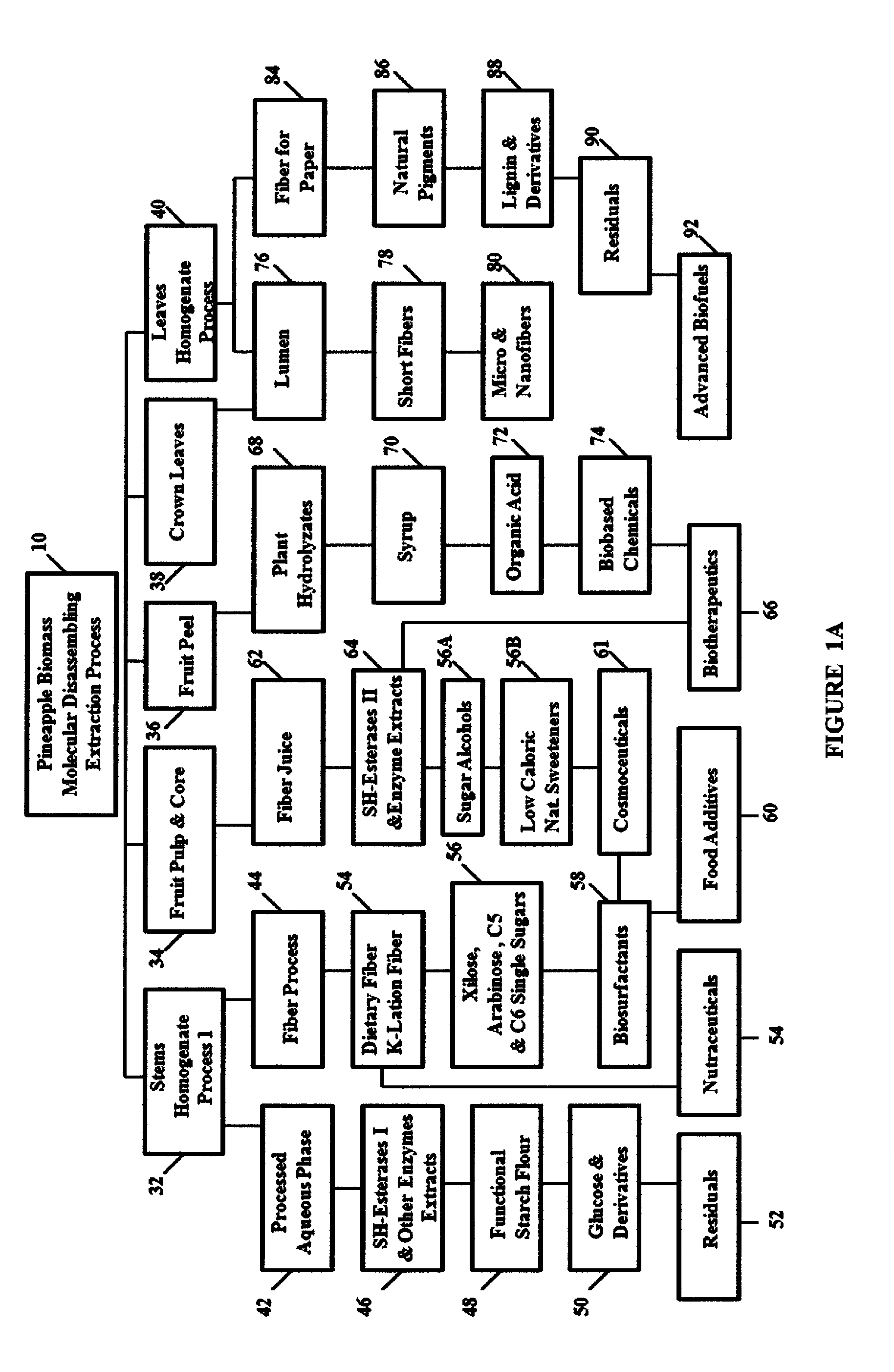 Integrated process extraction of pineapple biomass into fibers and natural products