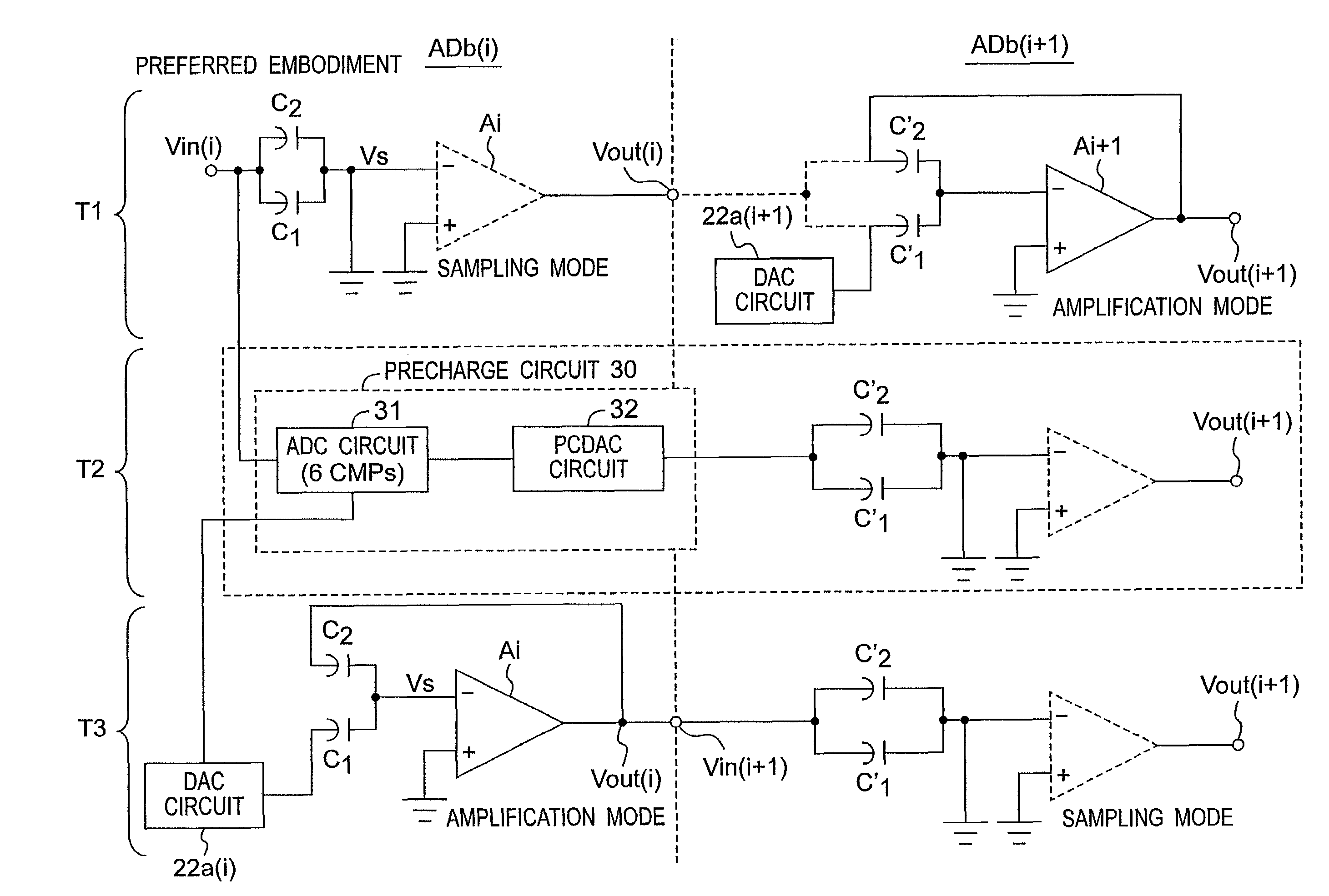 Pipeline type A/D converter apparatus provided with precharge circuit for precharging sampling capacitor