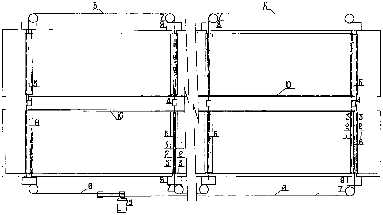 Transverse railing lower side based external excrement scraping device and operating method thereof