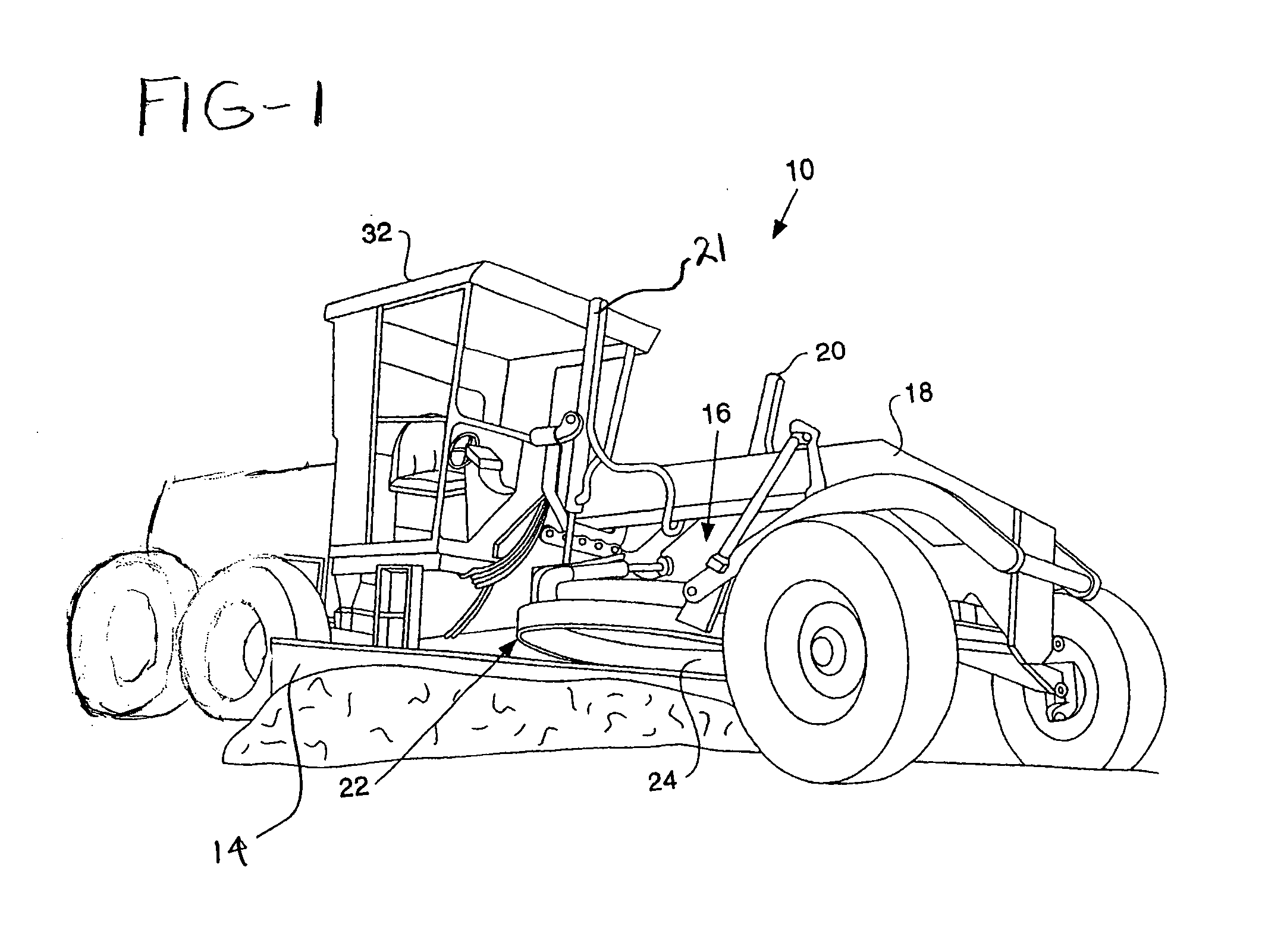 Motor grader and control system therefore