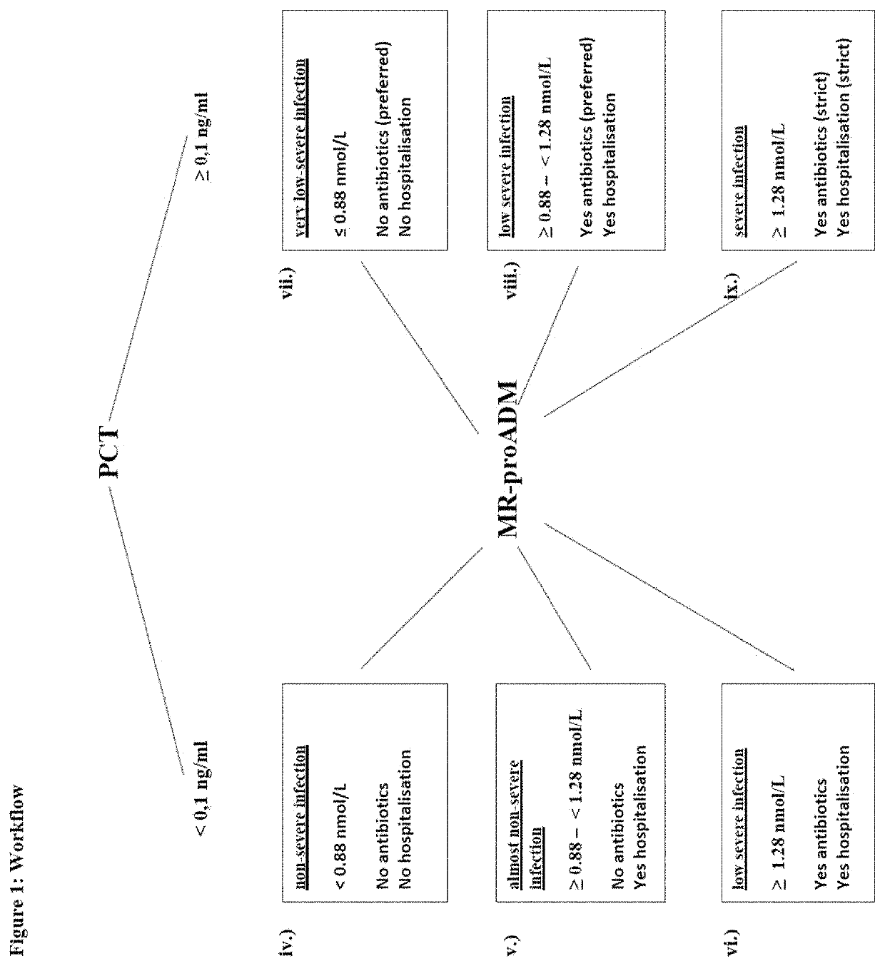 Workflow for risk assessment and patient management using procalcitonin and midregional-proadrenomedullin