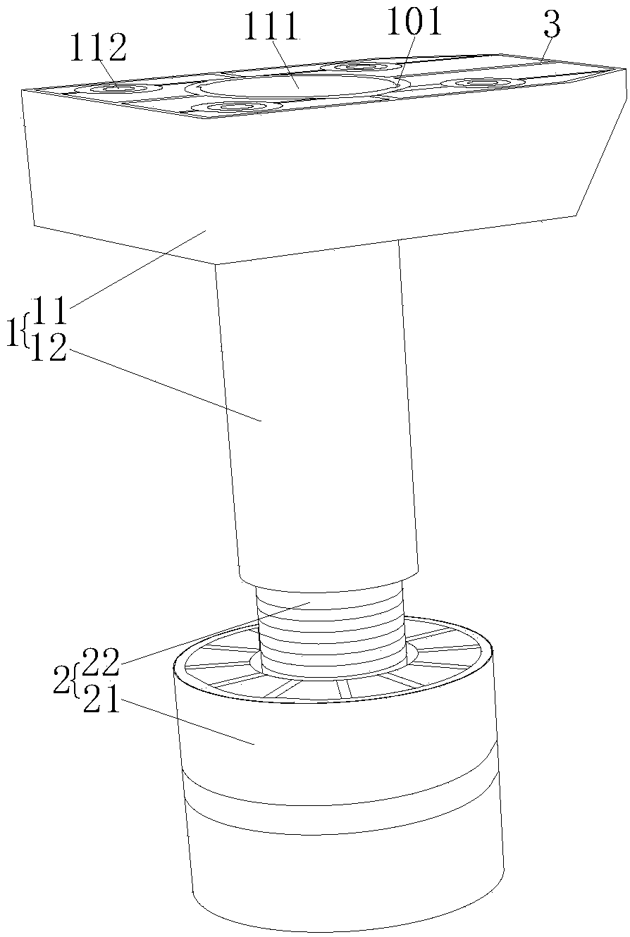 Split type adjusting foot and skirting board assembly adopting same