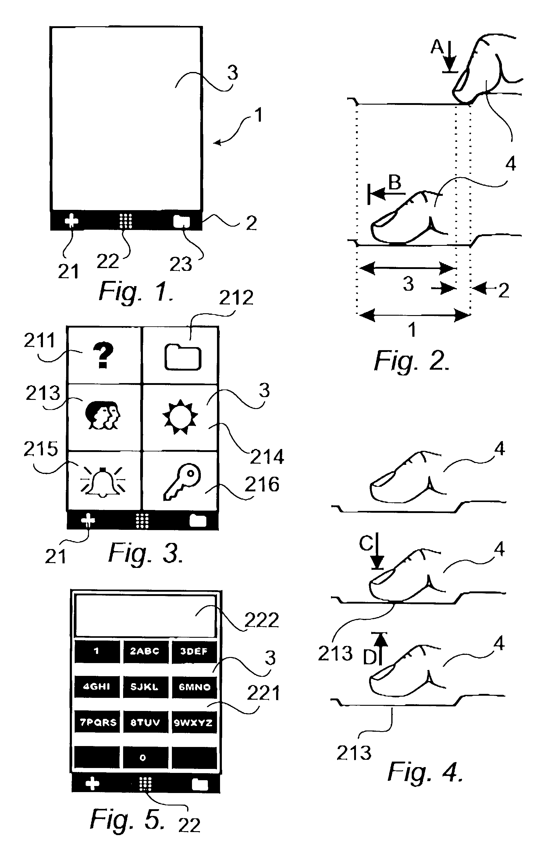 User interface for mobile handheld computer unit