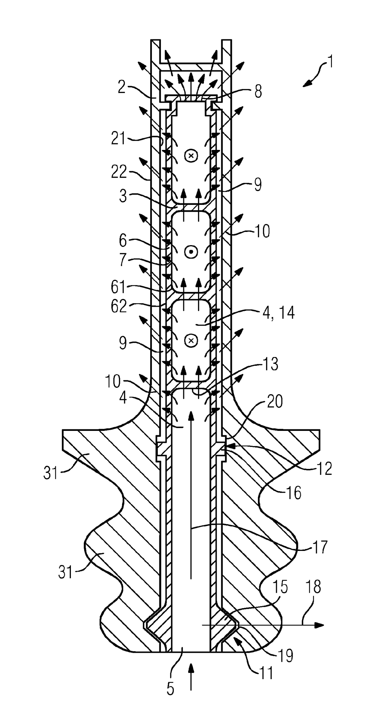 Turbine blade having an inner module and method for producing a turbine blade