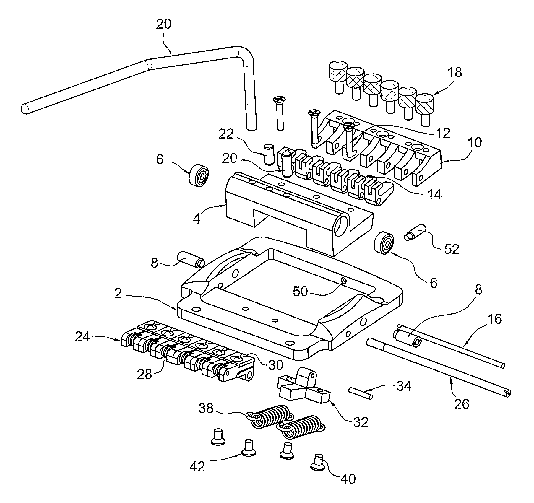 Locking cam tremolo device