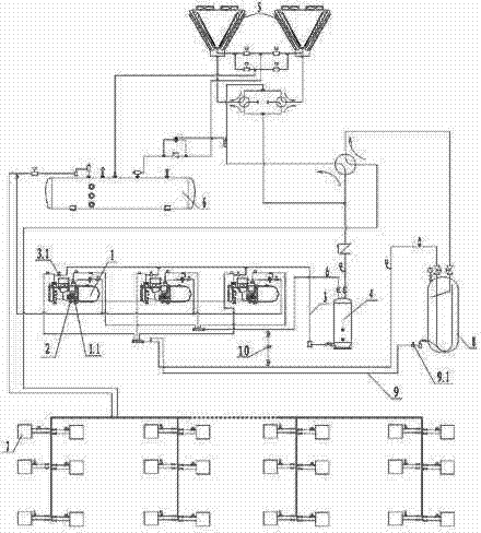 Safety control method for lubricating oil of multi-unit air conditioner of screw compressor