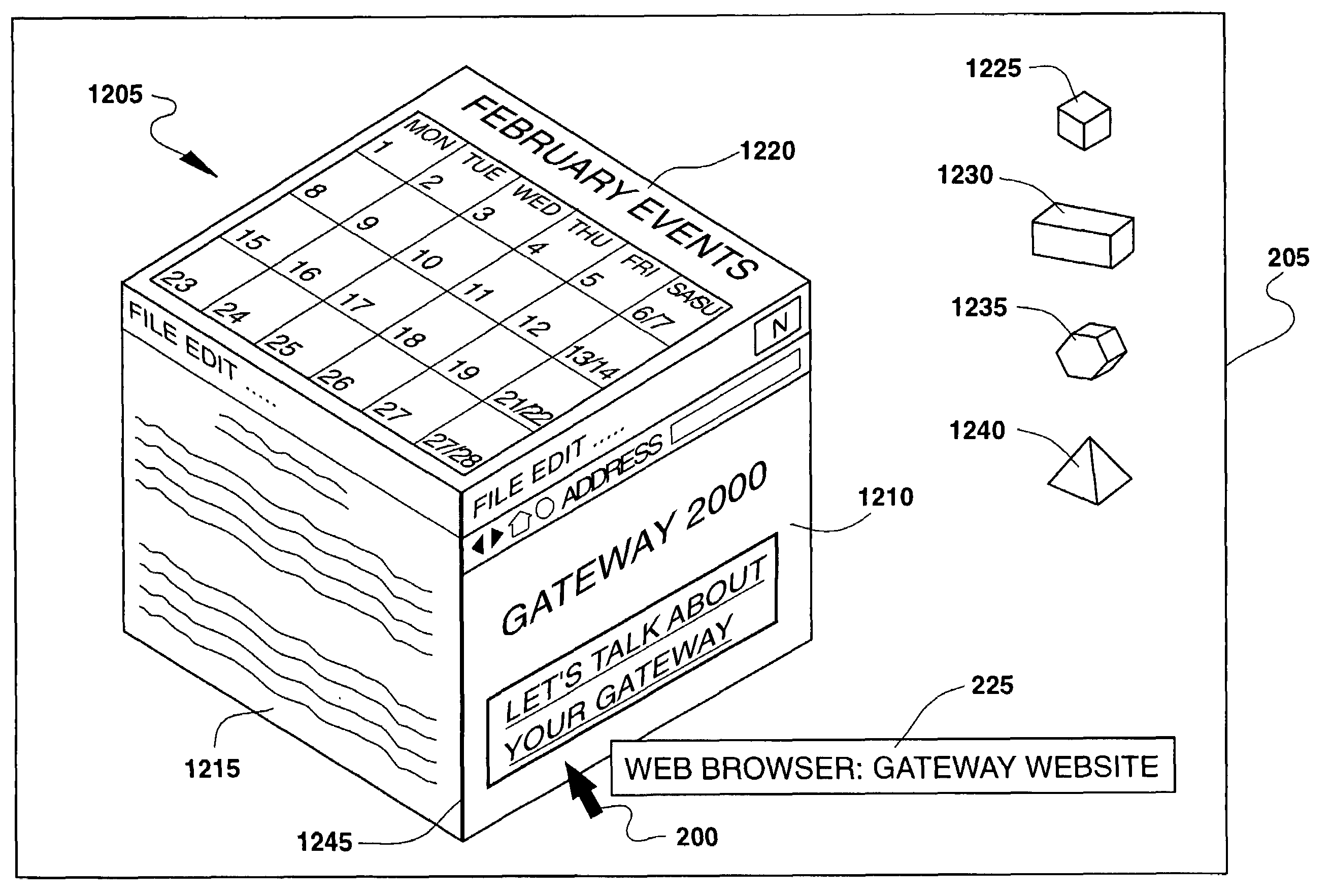 Simulated three-dimensional navigational menu system