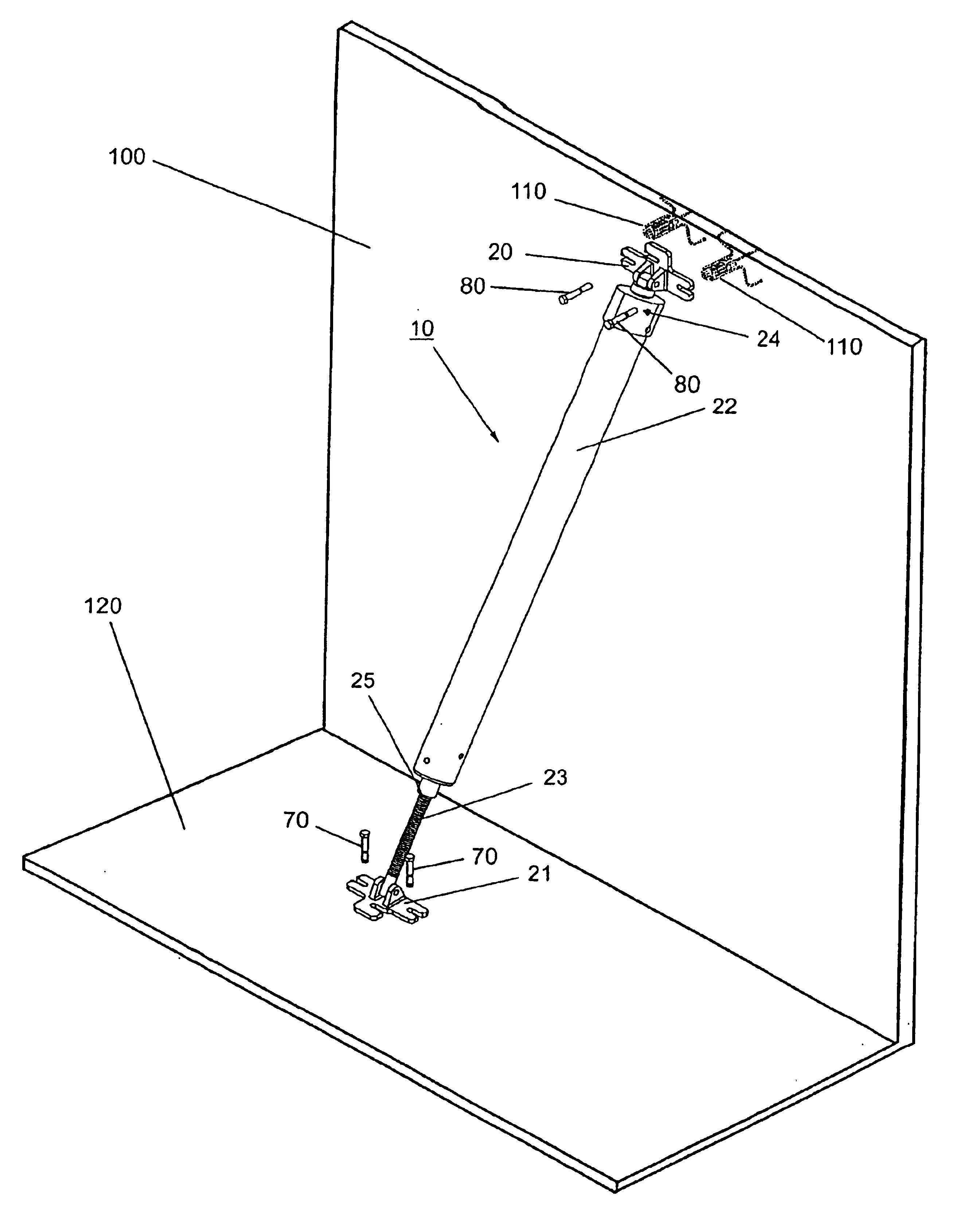 Adjustable support brace and mounting shoe