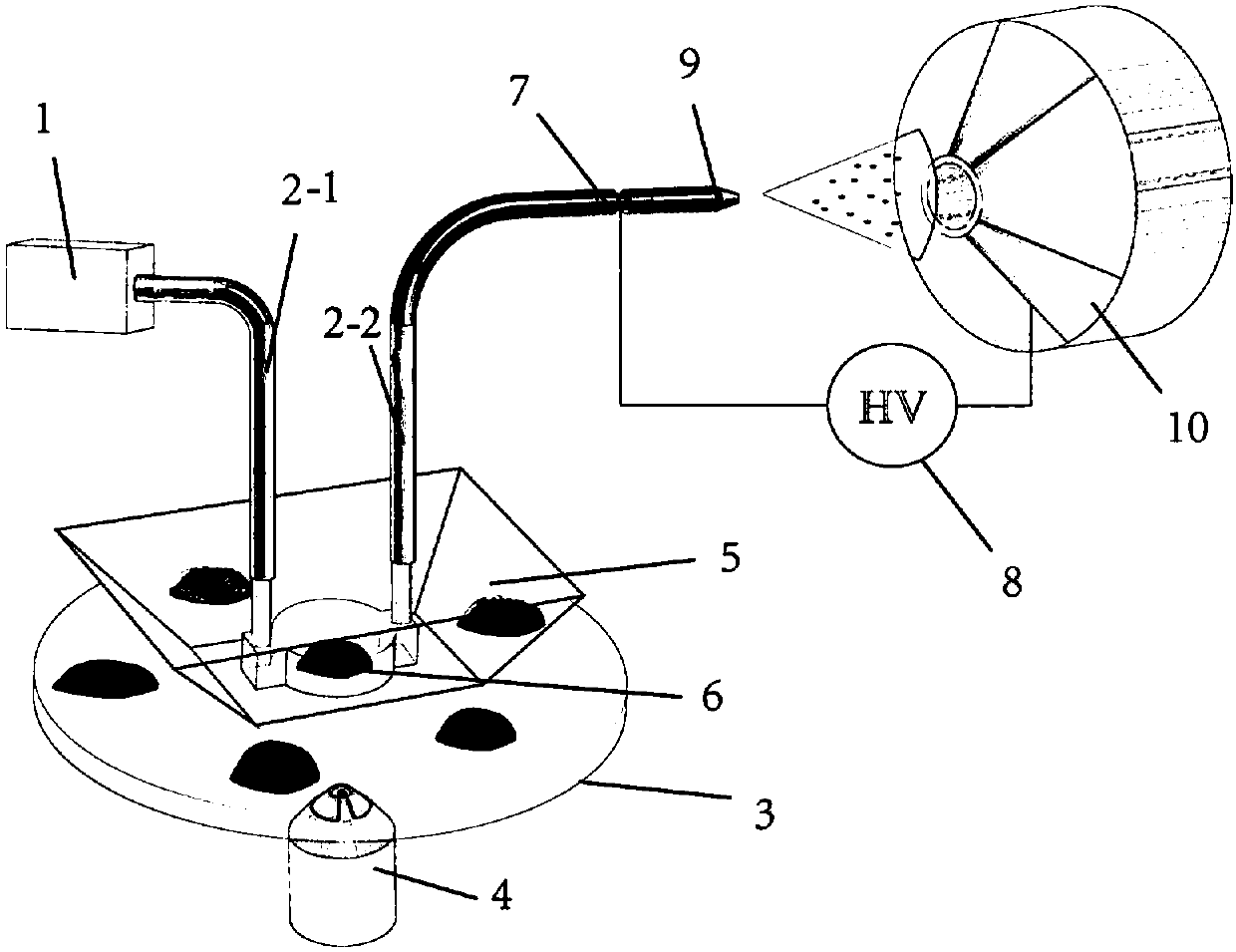 Living body single-cell in situ extraction and online mass spectrum detection device and application