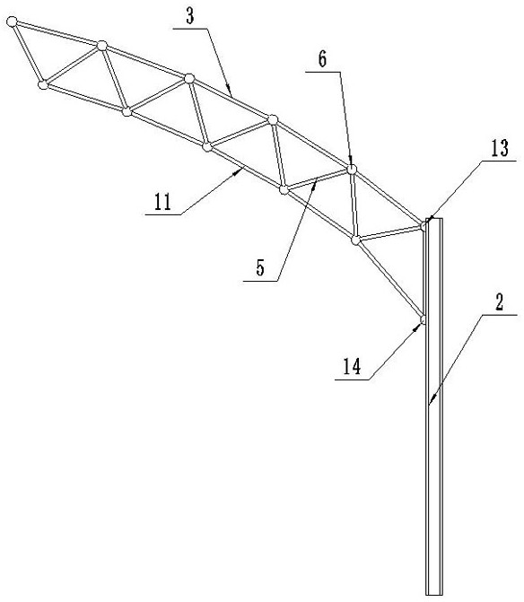 Rectangular square pyramid space grid and shaped steel stand column combined structure