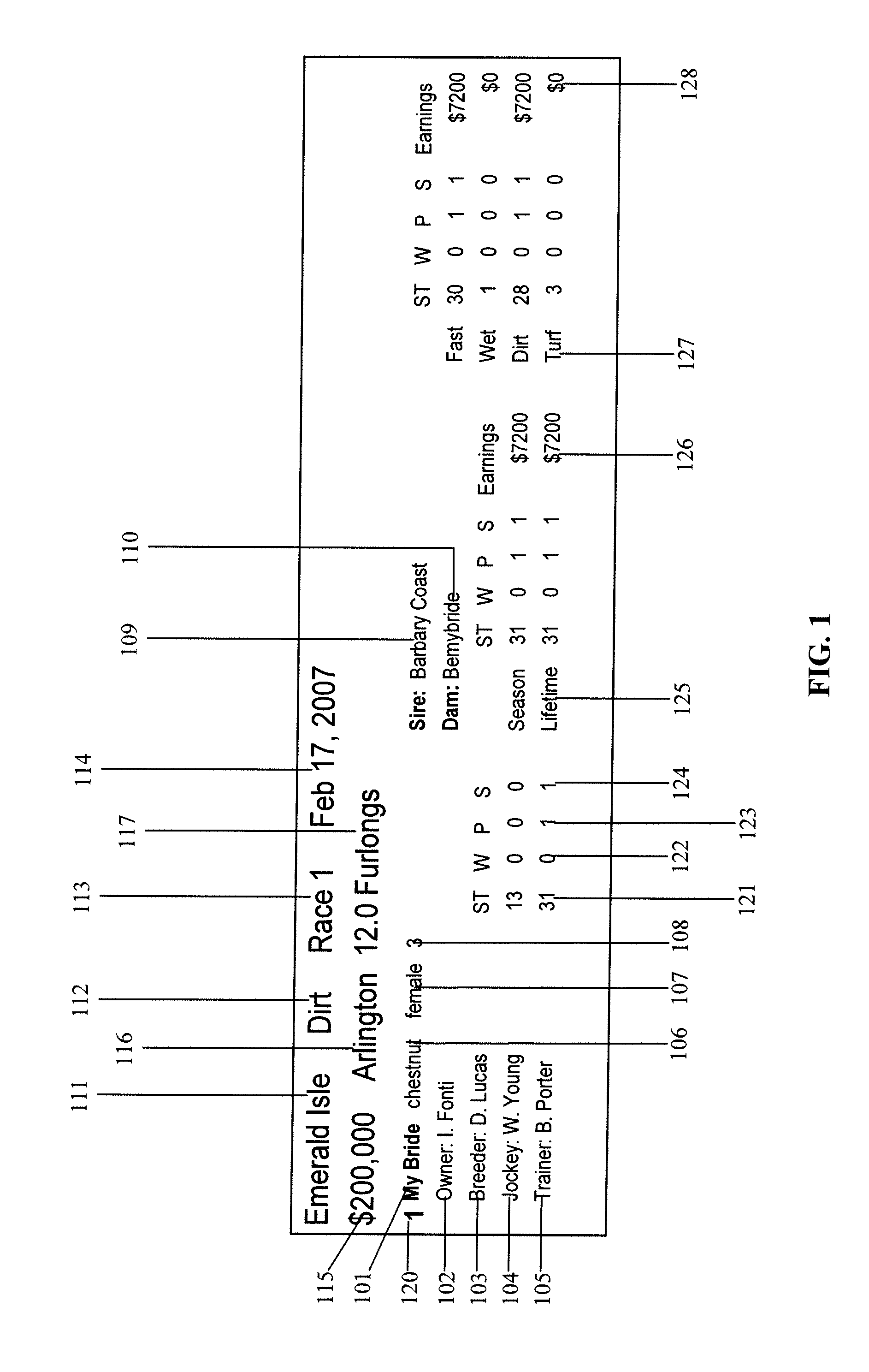 System and method for generating and displaying a horse racing form for use with a virtual horse race