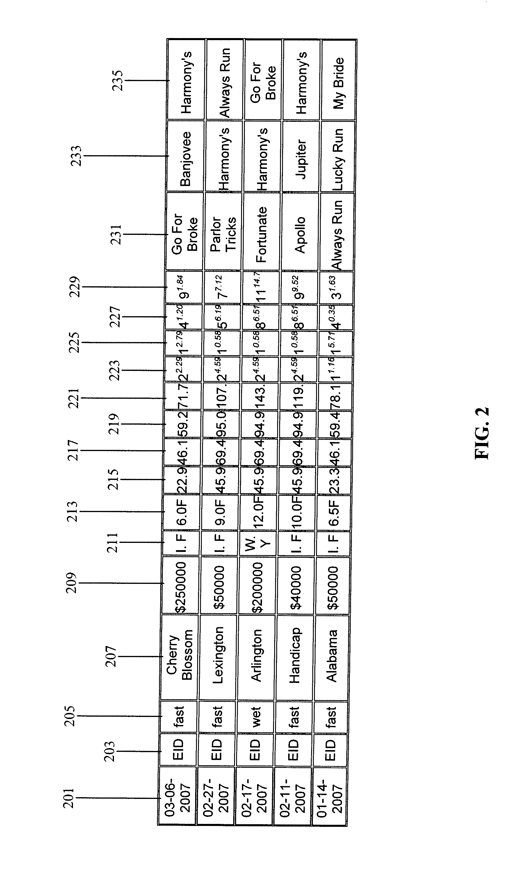 System and method for generating and displaying a horse racing form for use with a virtual horse race