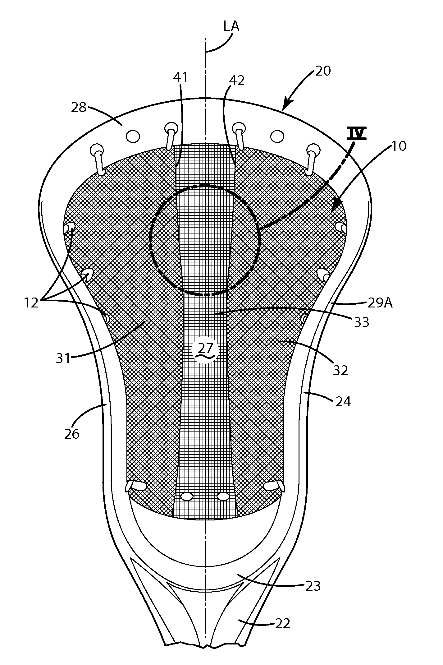 Lacrosse head pocket and related method of manufacture