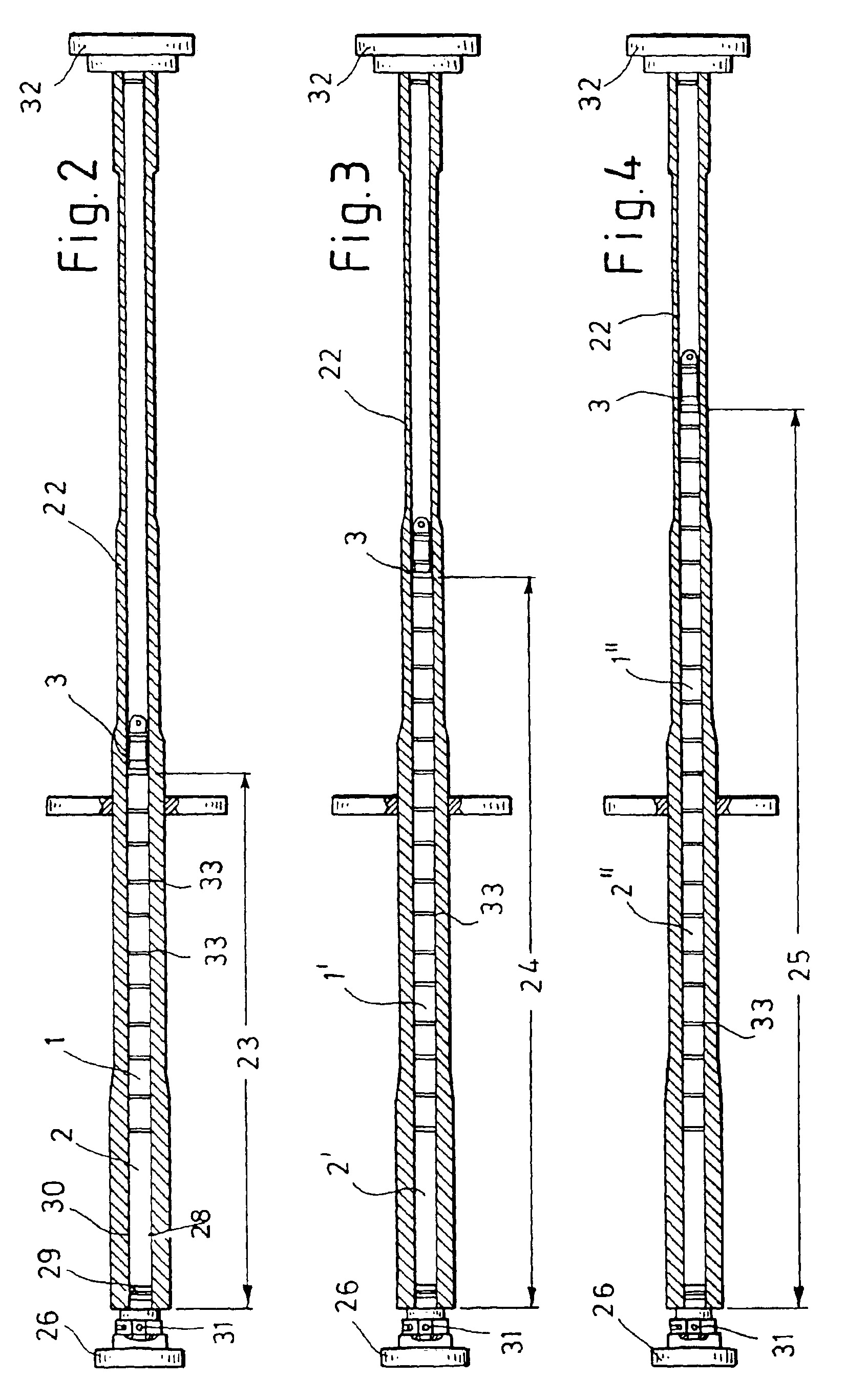 Apparatus for the section-wise autofrettage of gun barrels