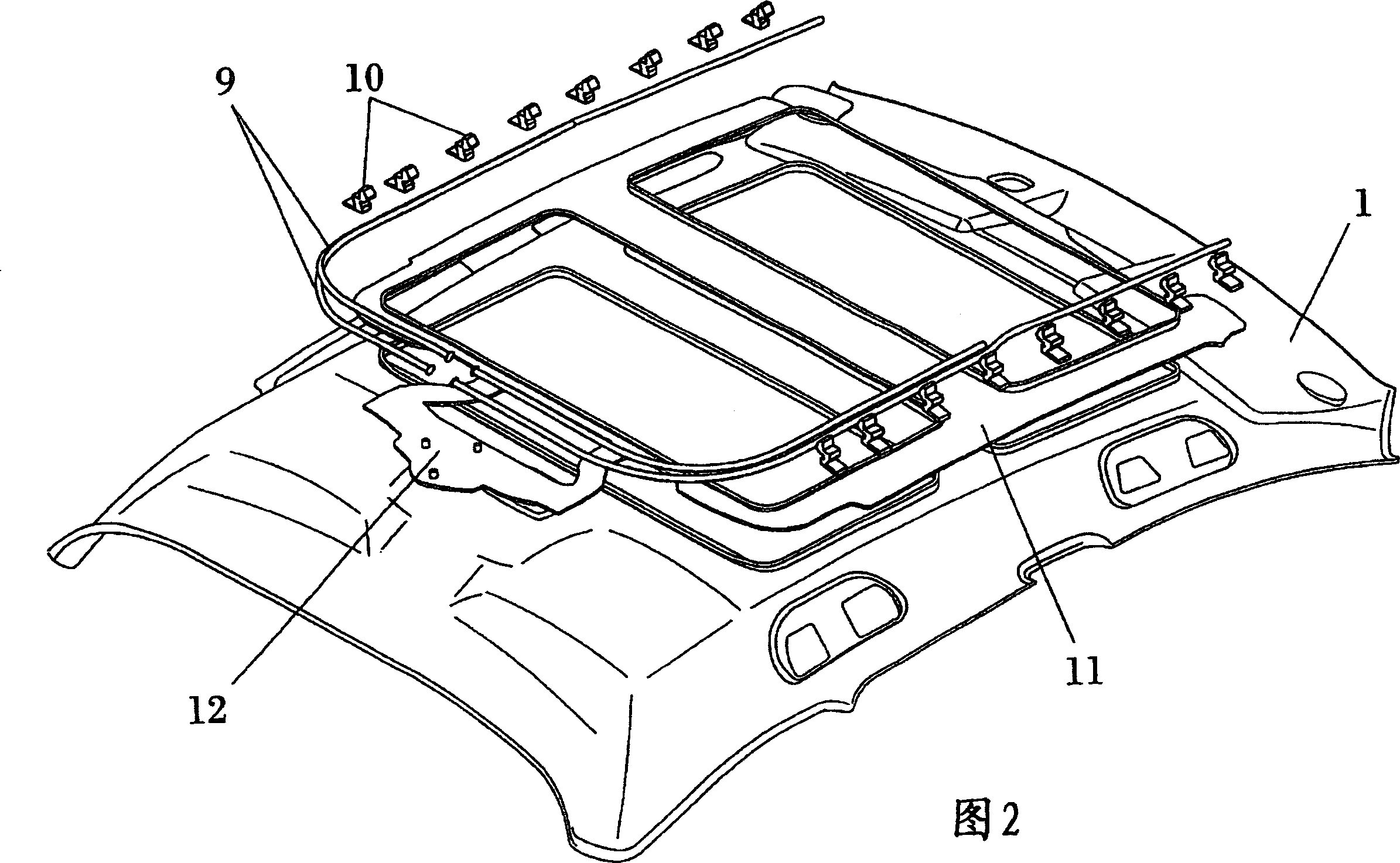 Car roof board with transparent component