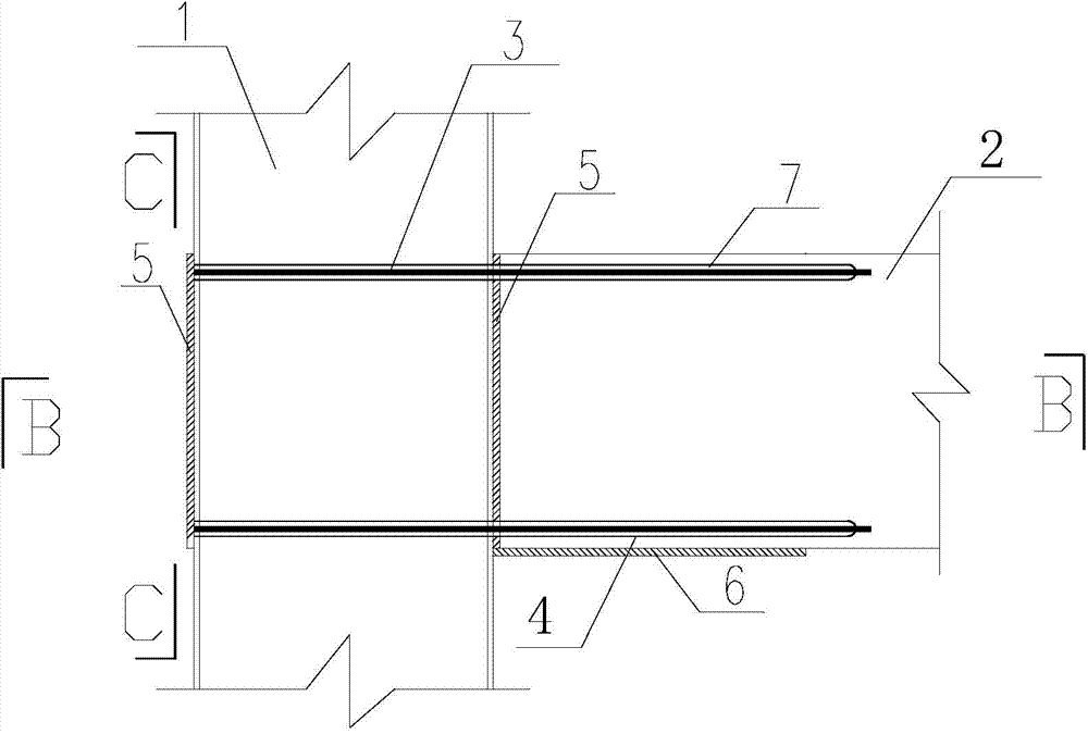 Prestress connected precast concrete beam rectangular steel tube concrete column node