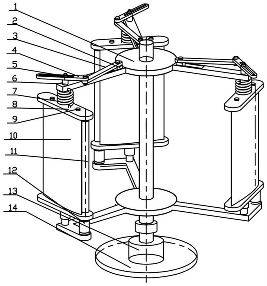 A variable-pitch top-edge self-rotating vertical-axis wind turbine