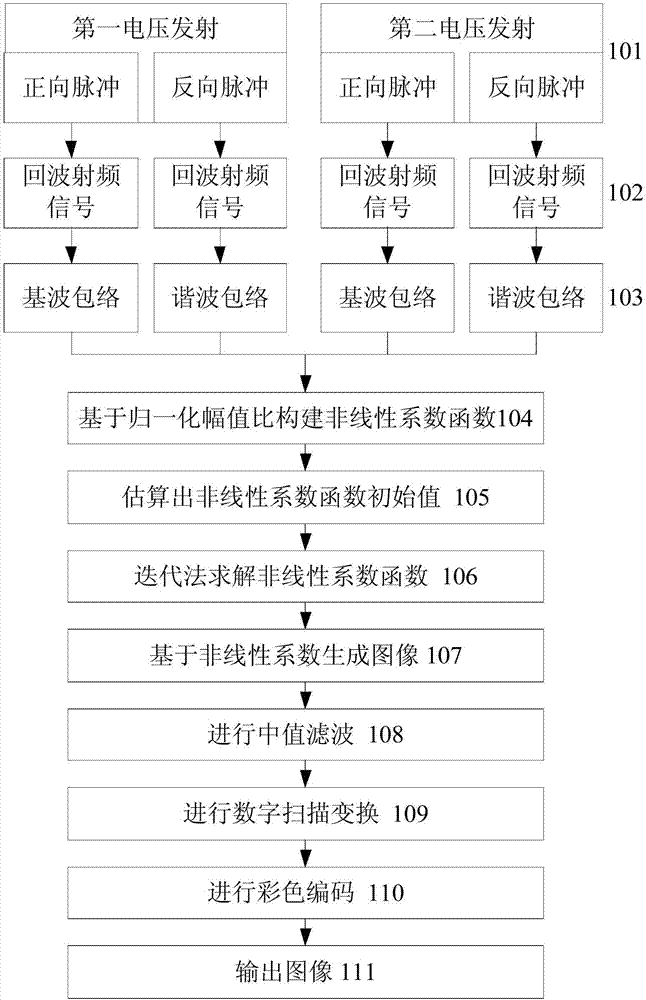 Ultrasonic nonlinear quantitative real-time imaging method and system