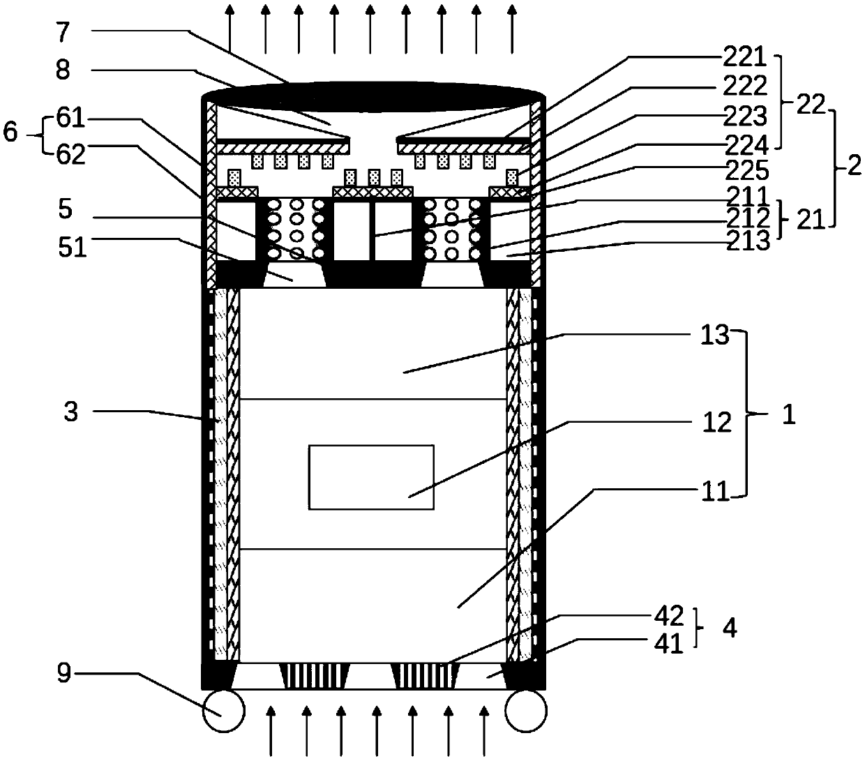 Sound absorption and noise reduction compound device for air purifier