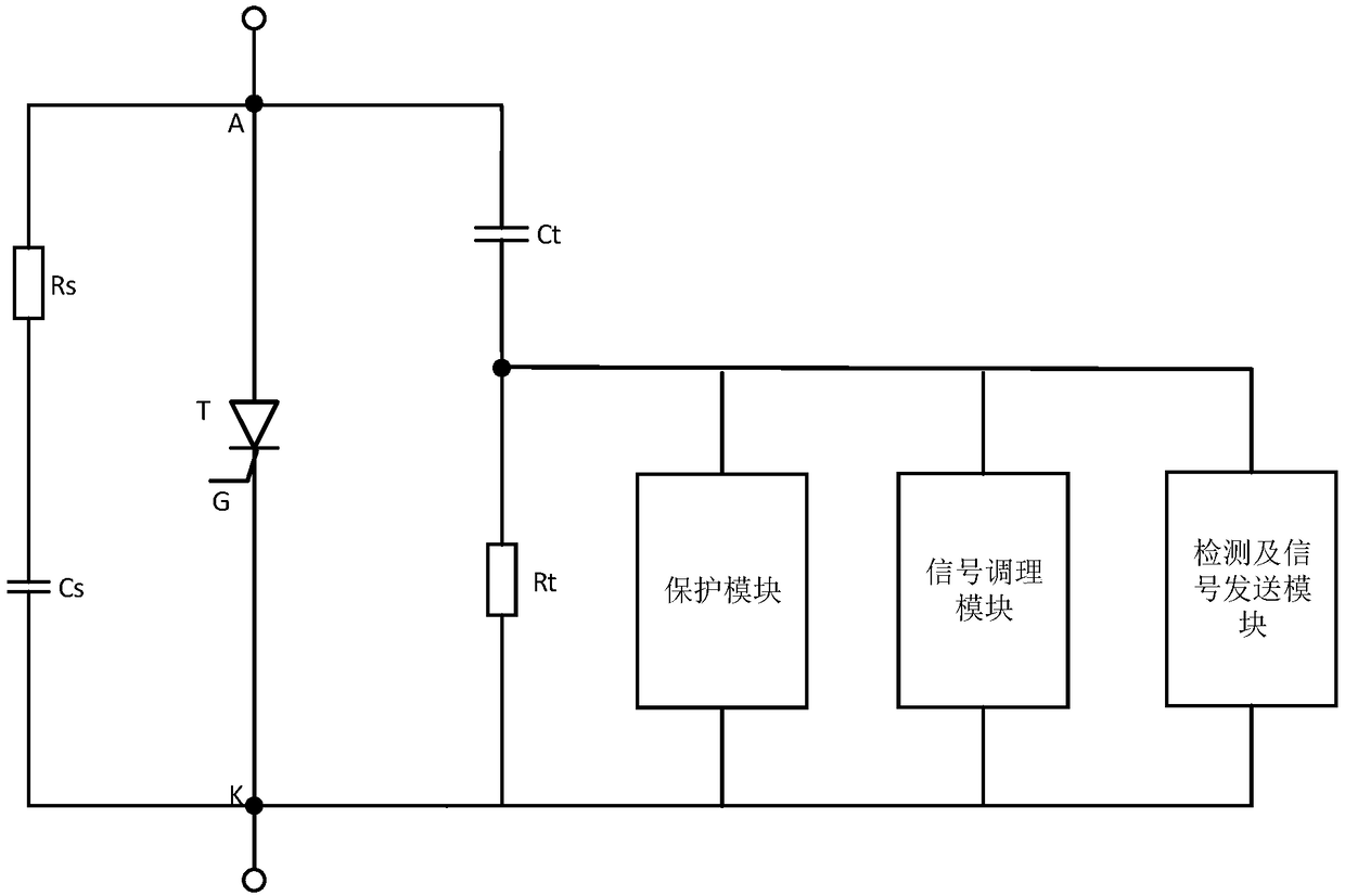 Circuit for detecting voltage changing rate of two ends of thyristor