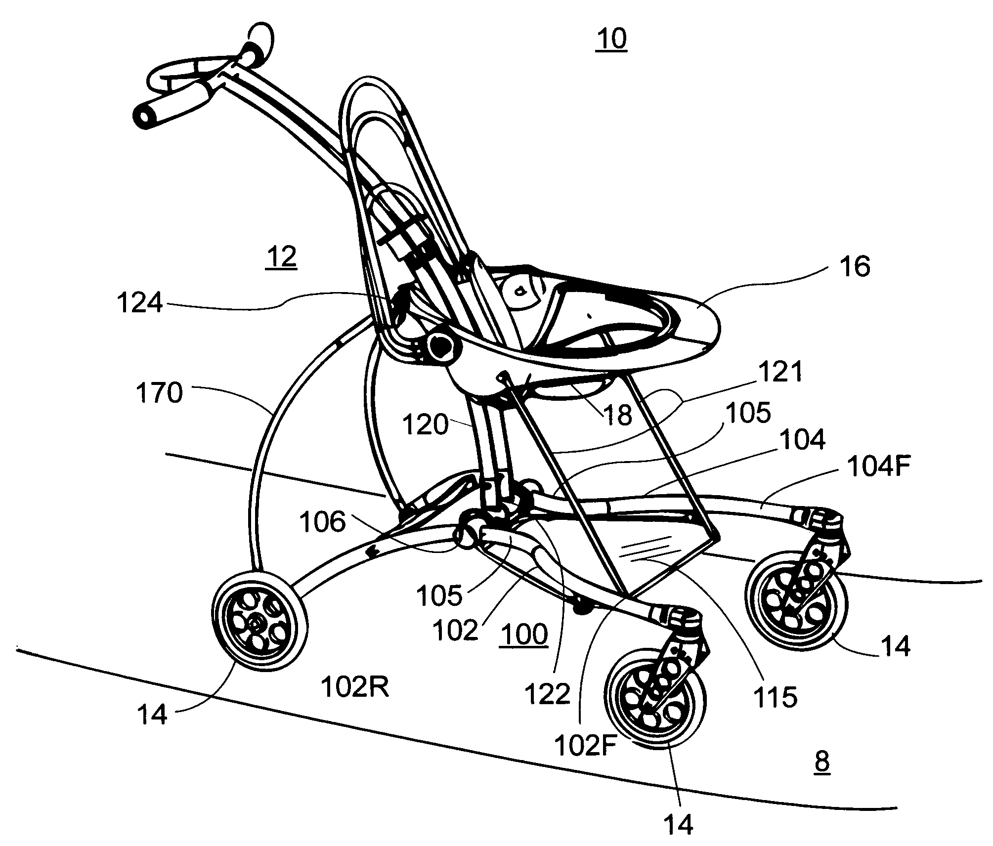 Standing baby stroller