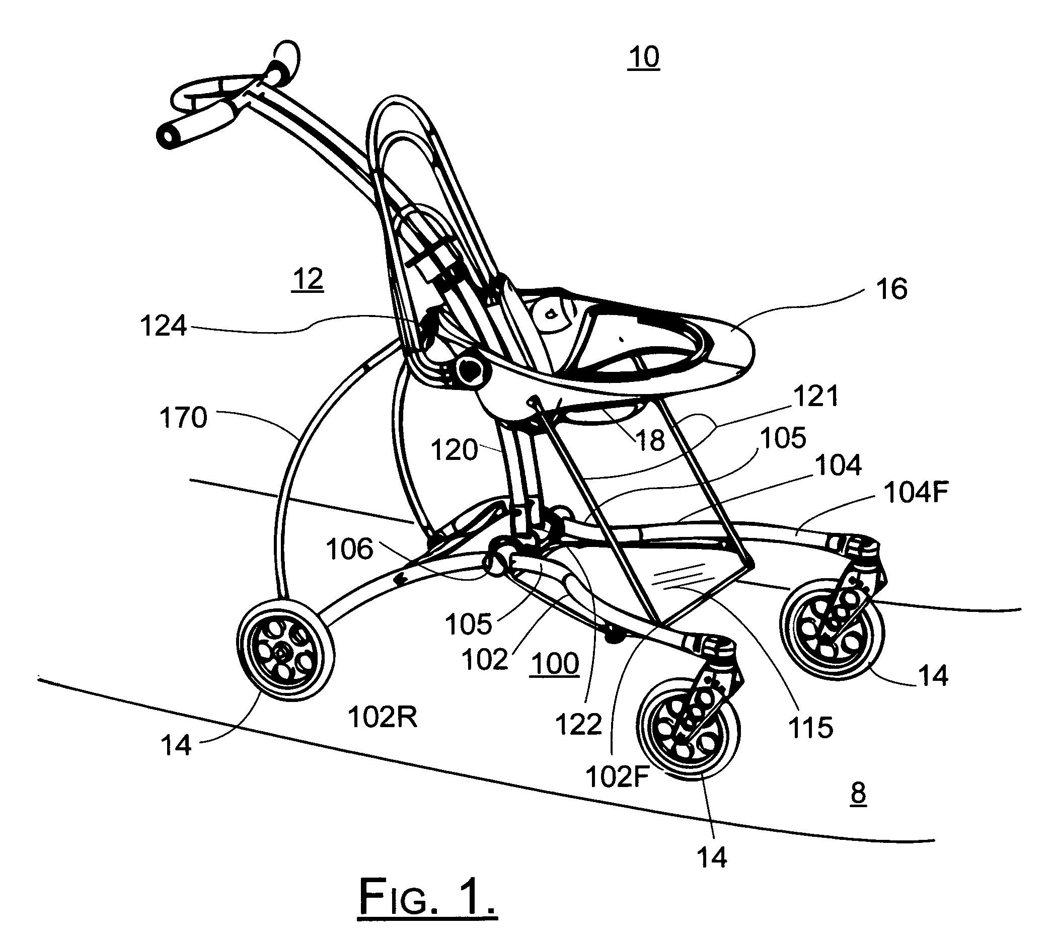 Standing baby stroller