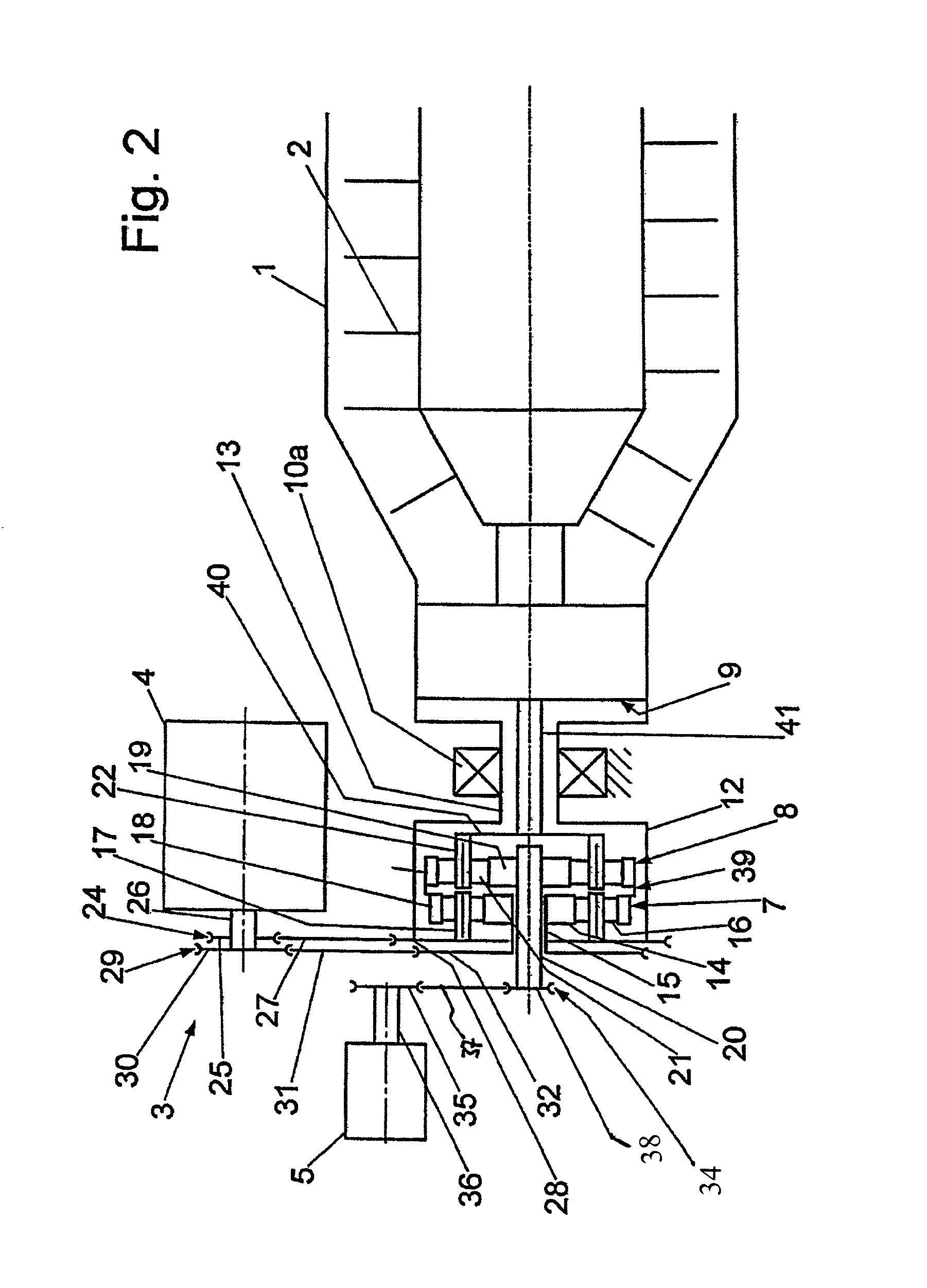 Helical conveyor centrifuge having a planetary gear drive device