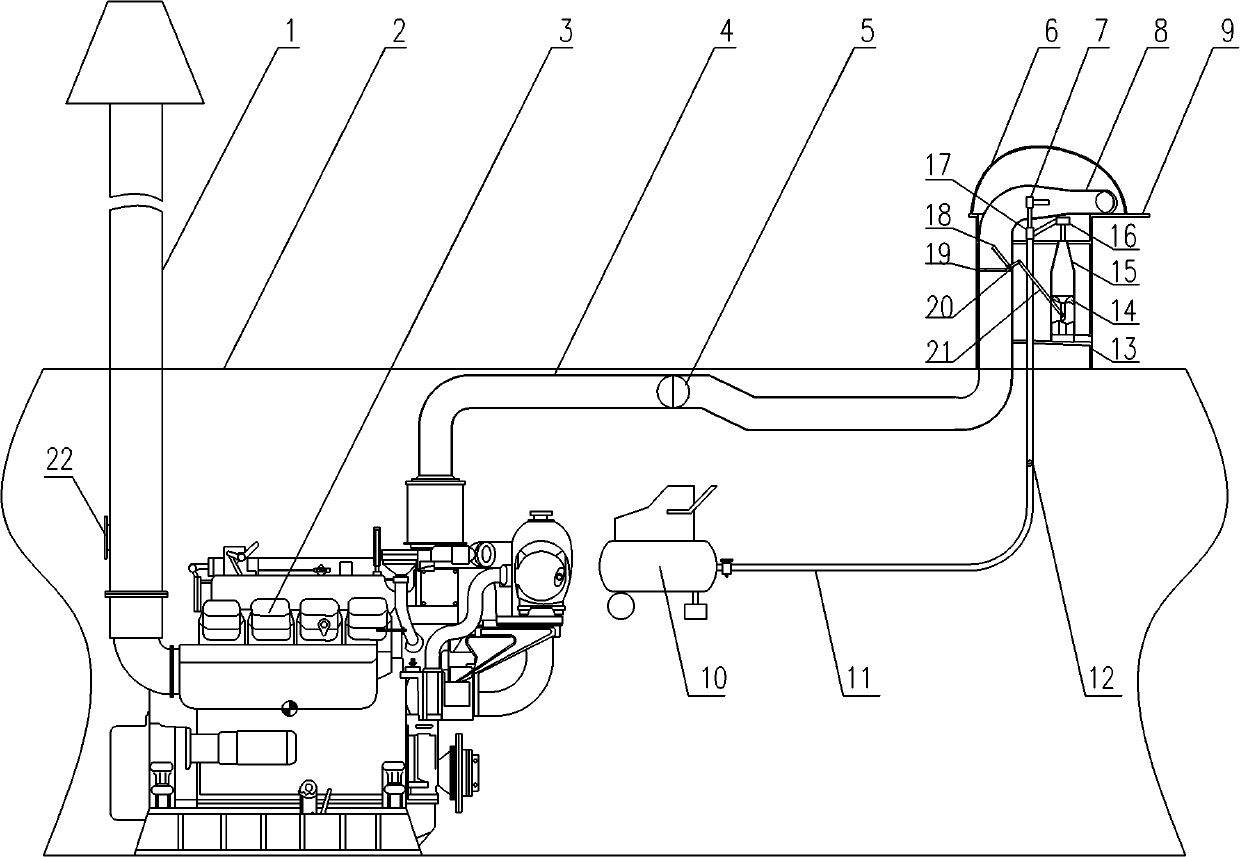 An underwater power booster and exhaust device with waterproof backflow function