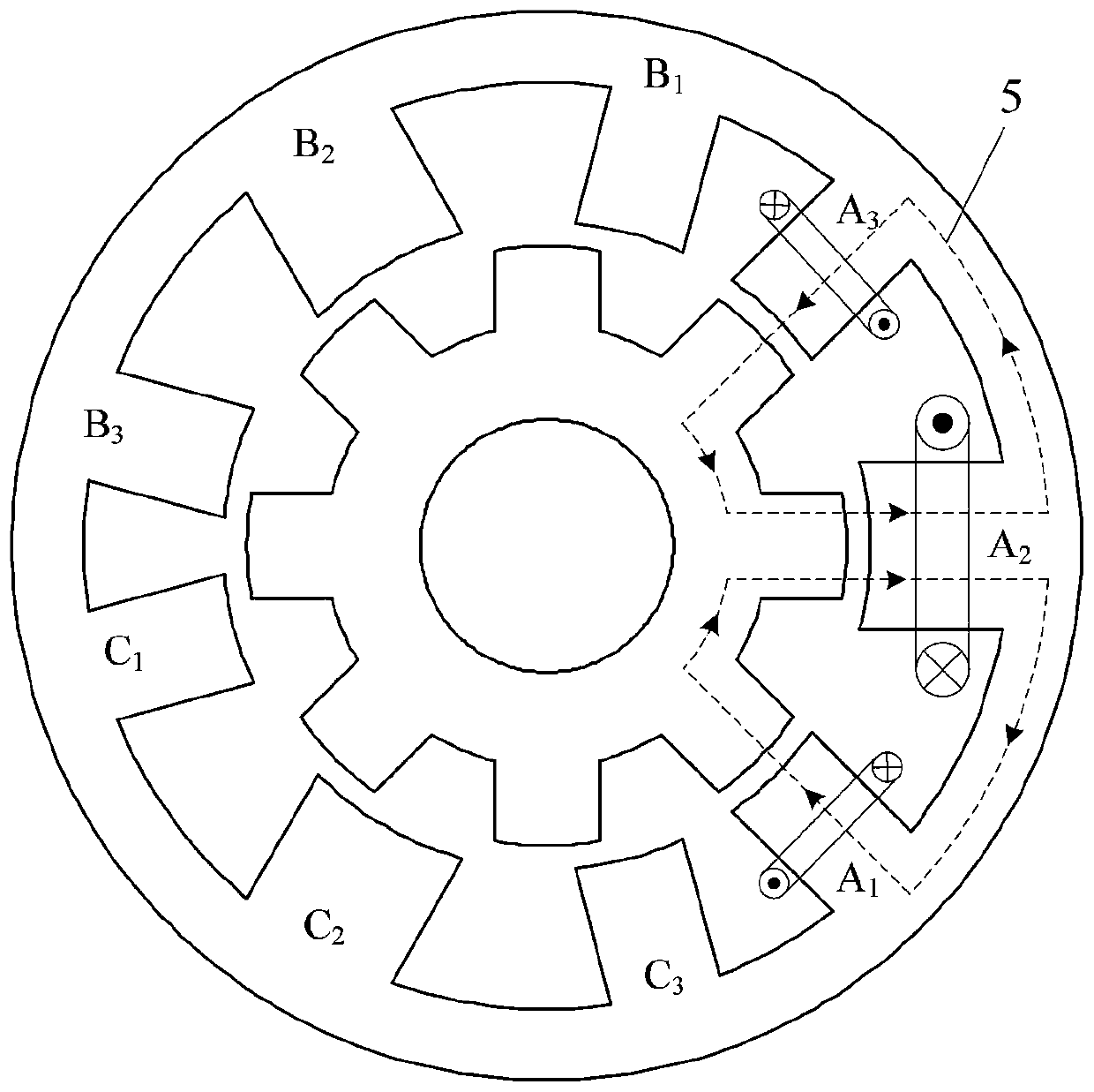 A 9/8 Pole Switched Reluctance Motor